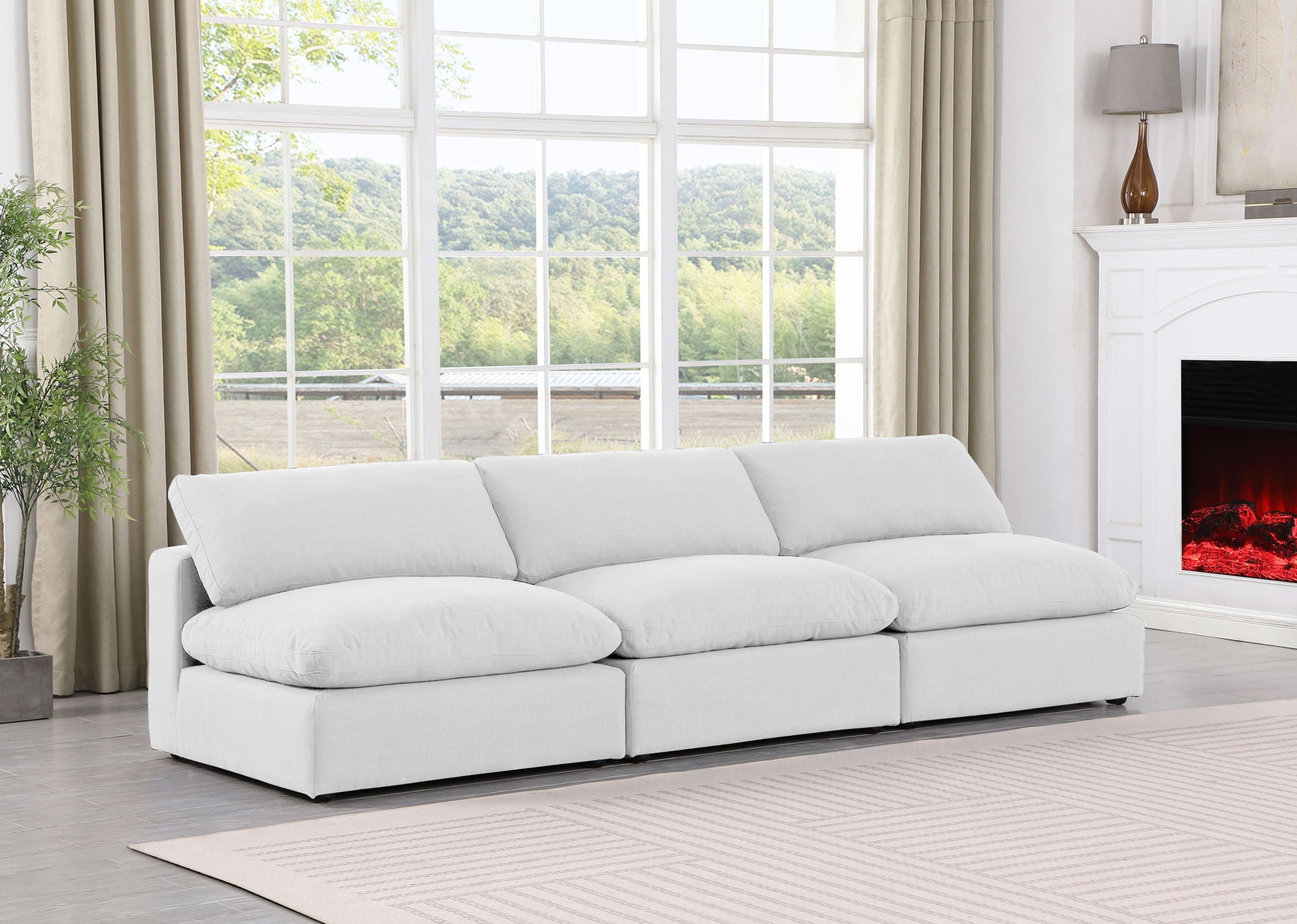Comfy - Linen Modular Armless Sofa 3 Seats