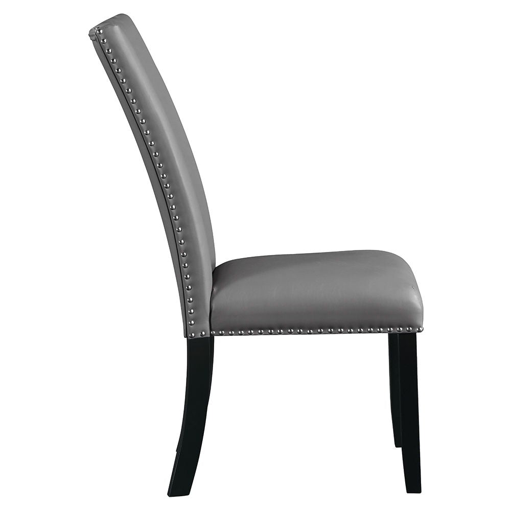 Caralin - Side Chair (Set of 2) - Gray Synthetic Leather & Black Finish - Urban Living Furniture (Los Angeles, CA)