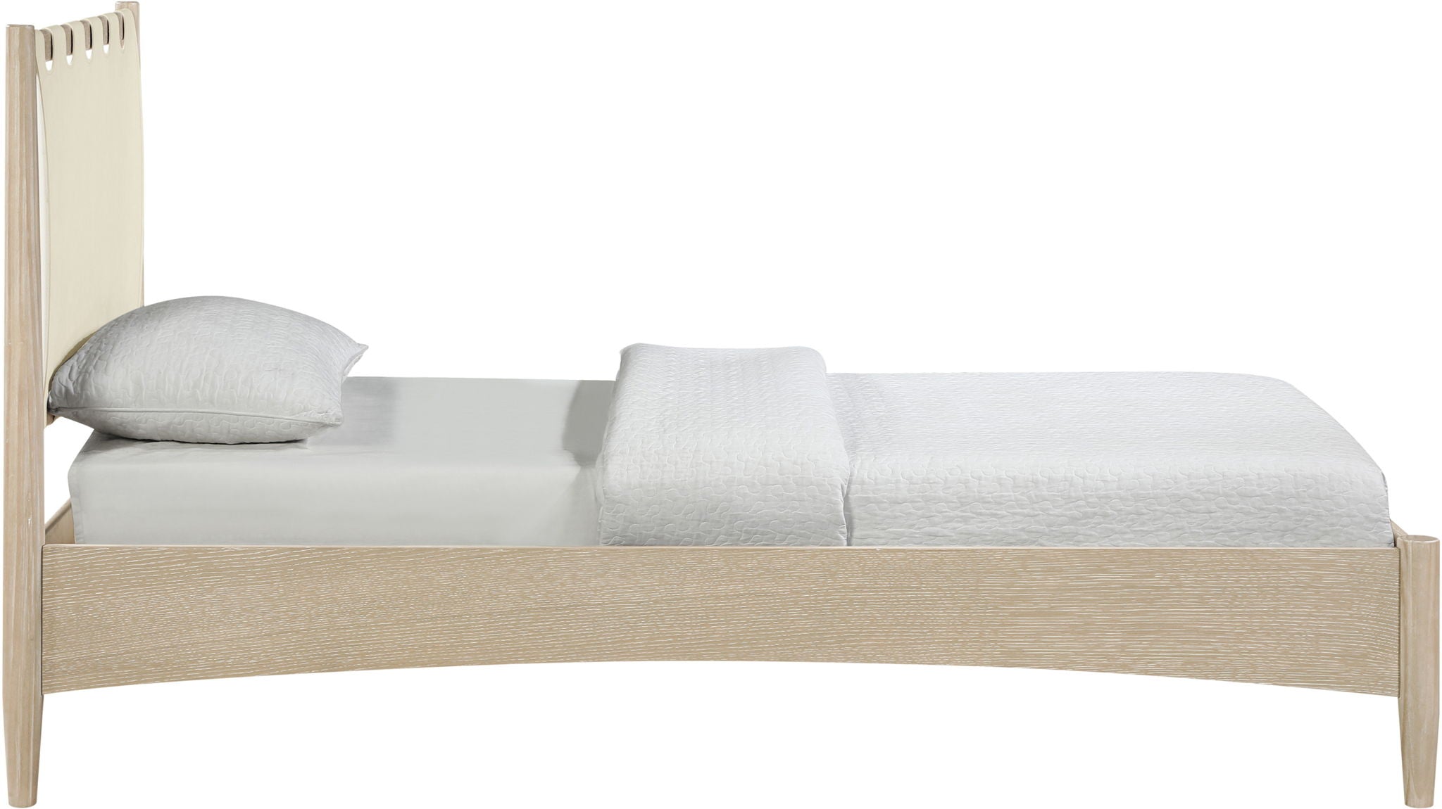 Santos - Vegan Leather Headboard And Wood Bed - Waxed Natural Frame - Urban Living Furniture (Los Angeles, CA)