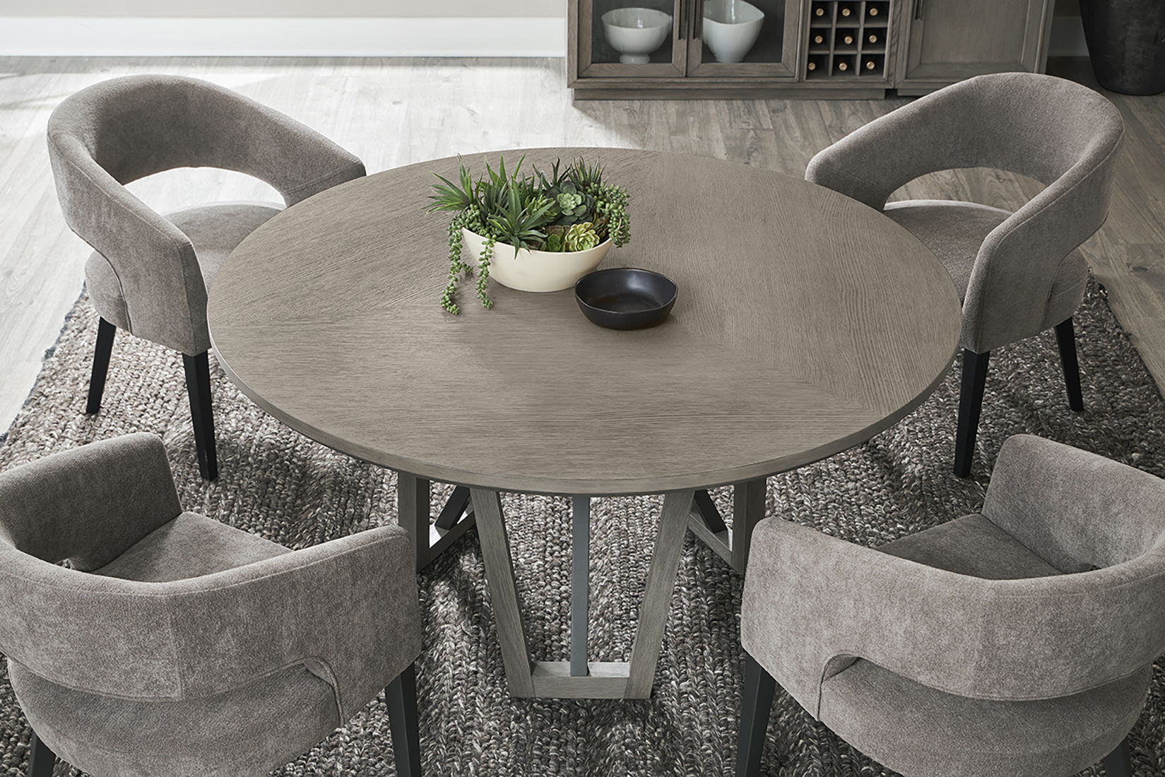 Pure Modern Dining - Round Table With Wood Base - Moonstone - Urban Living Furniture (Los Angeles, CA)