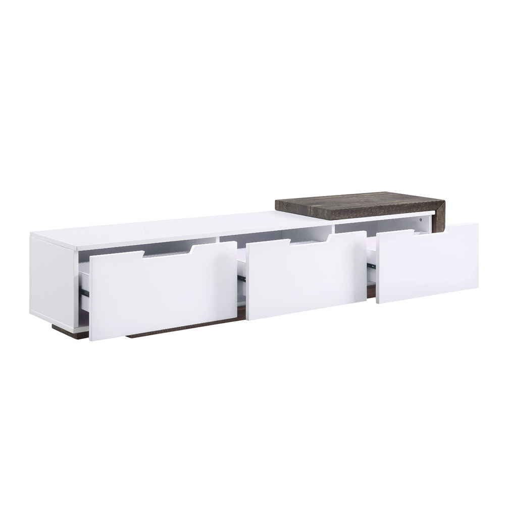 Orion - TV Stand - White High Gloss & Rustic Oak - Urban Living Furniture (Los Angeles, CA)