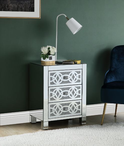 Noralie - Accent Table With 3 Drawers - Mirrored & Faux Diamonds - Urban Living Furniture (Los Angeles, CA)