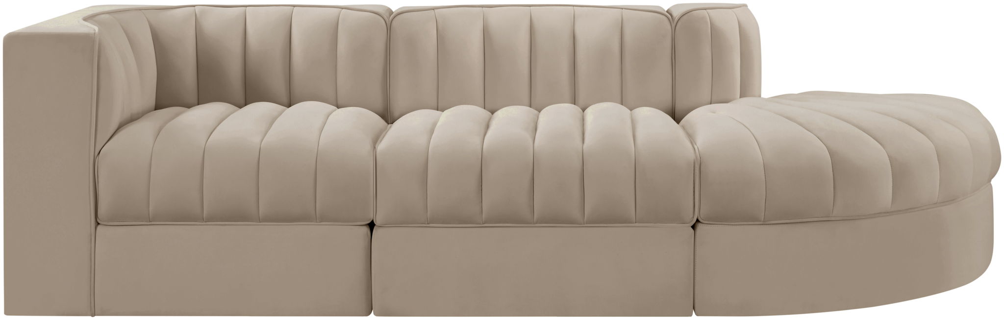 Rummi - Velvet Performance Fabric Upholstered 3 Piece Modular Sectional - Urban Living Furniture (Los Angeles, CA)