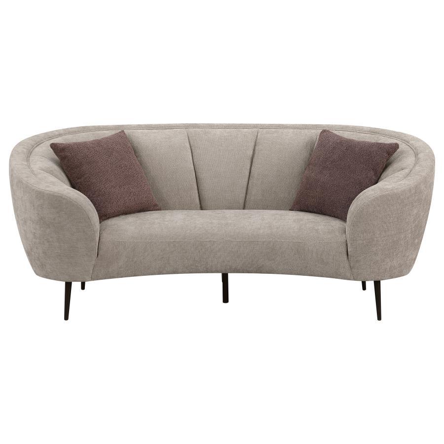 Ellorie - Upholstered Channel Back Curved Loveseat - Beige - Urban Living Furniture (Los Angeles, CA)