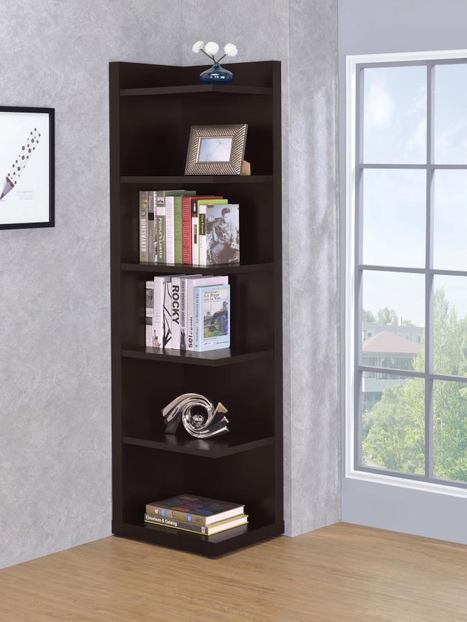 Alder - 6-Shelf Corner Bookcase - Cappuccino - Urban Living Furniture (Los Angeles, CA)