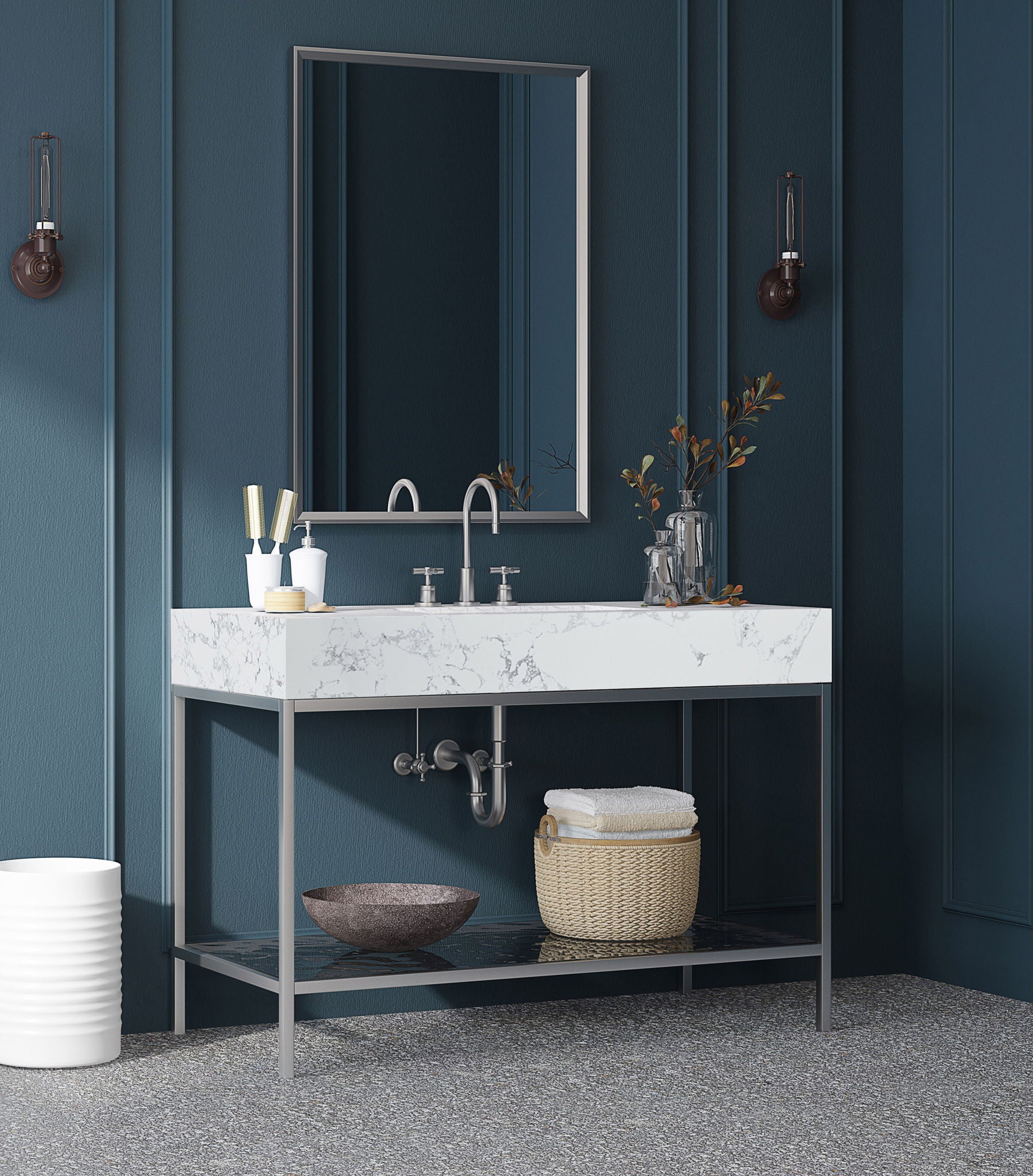 Marmo - Engineered Marble Bathroom Vanity With Chrome Base - Urban Living Furniture (Los Angeles, CA)