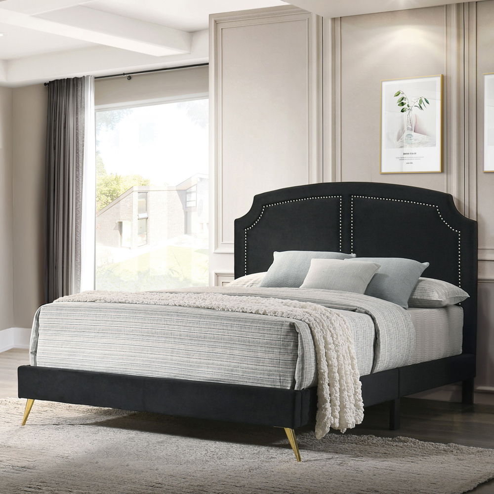 Zeena - Full Bed - Black Velvet - Urban Living Furniture (Los Angeles, CA)