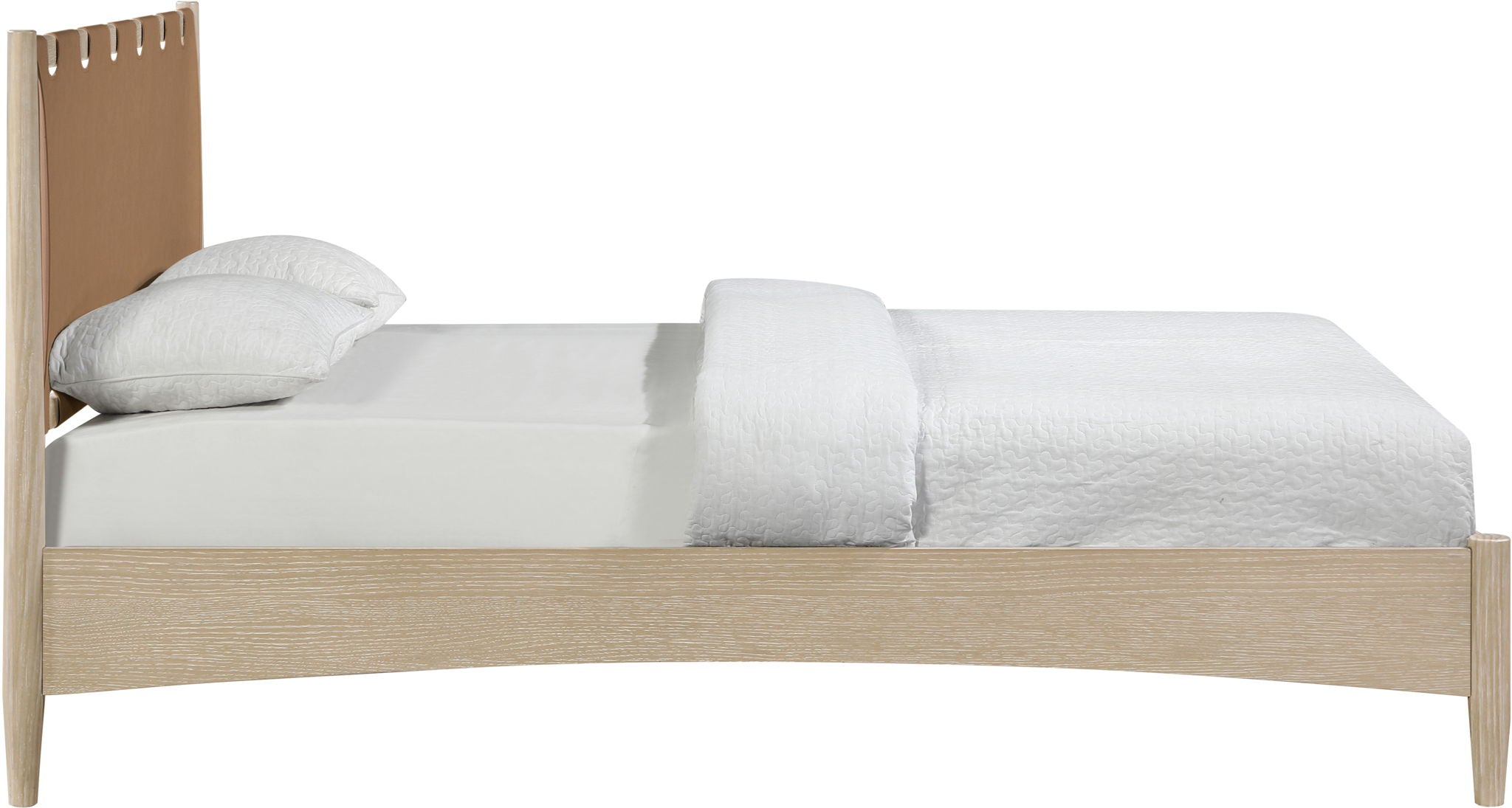 Santos - Vegan Leather Headboard And Wood Bed - Waxed Natural Frame - Urban Living Furniture (Los Angeles, CA)