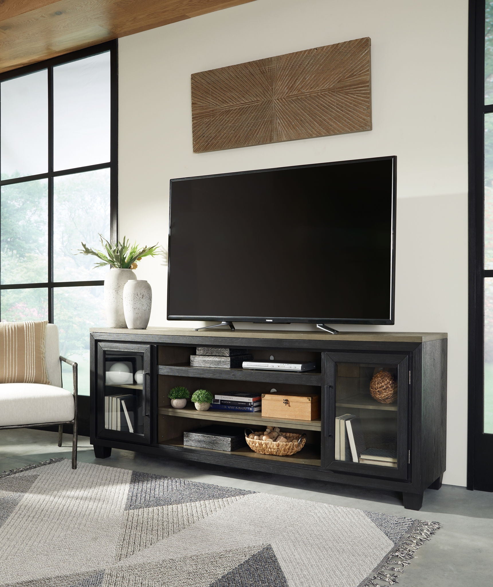 Foyland - Black / Brown - XL TV Stand w/Fireplace Option - Urban Living Furniture (Los Angeles, CA)