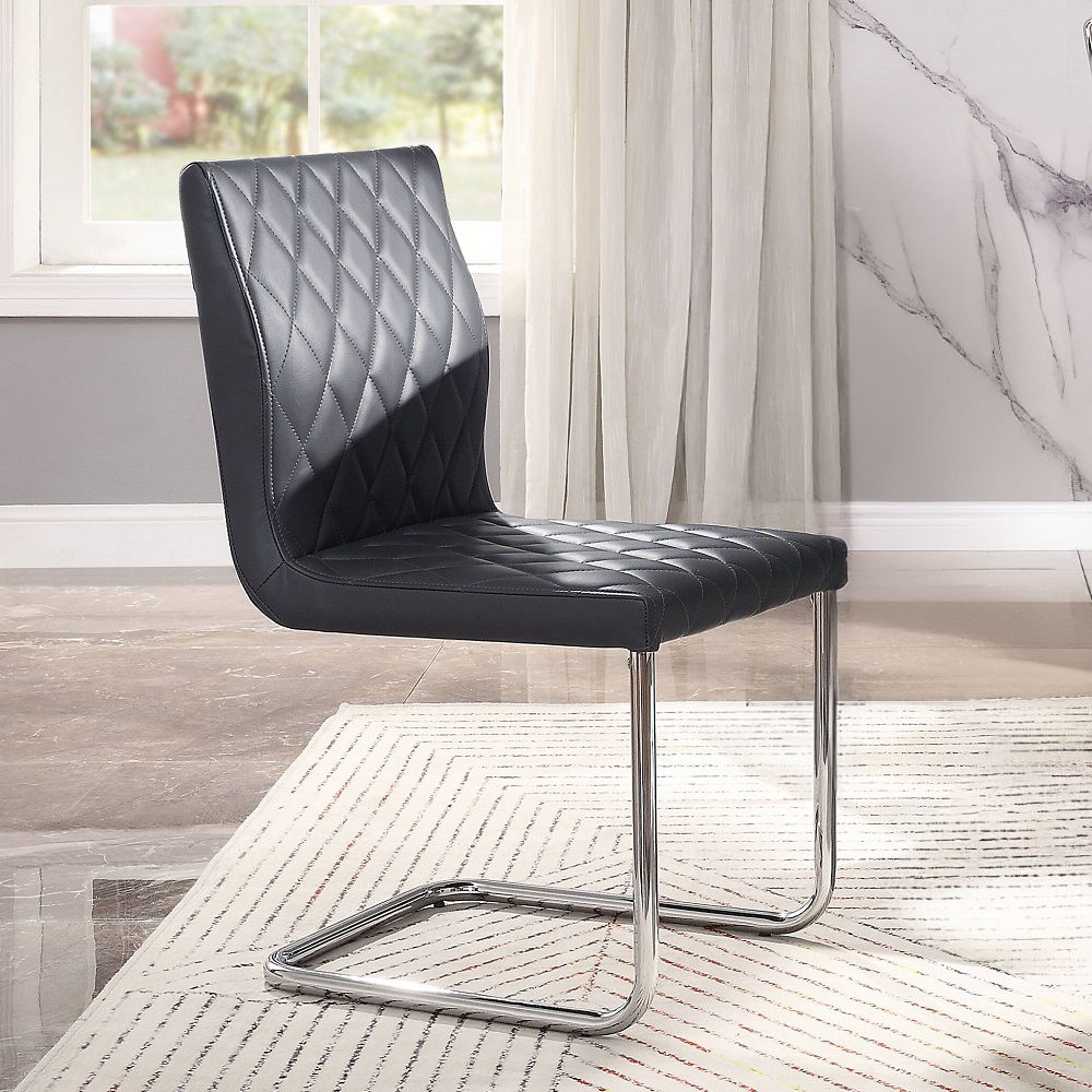 Ansonia - Side Chair (Set of 2) - Gray Synthetic Leather & Chrome - Urban Living Furniture (Los Angeles, CA)
