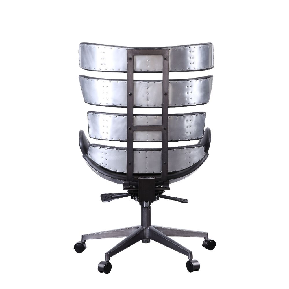 Megan - Executive Office Chair - Vintage Black Top Grain Leather & Aluminum - Urban Living Furniture (Los Angeles, CA)