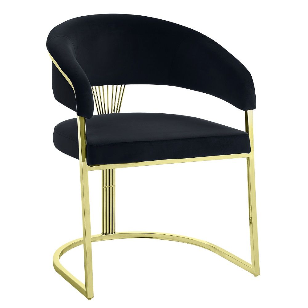 Fallon - Side Chair - Black Velvet & Mirrored Gold - Urban Living Furniture (Los Angeles, CA)