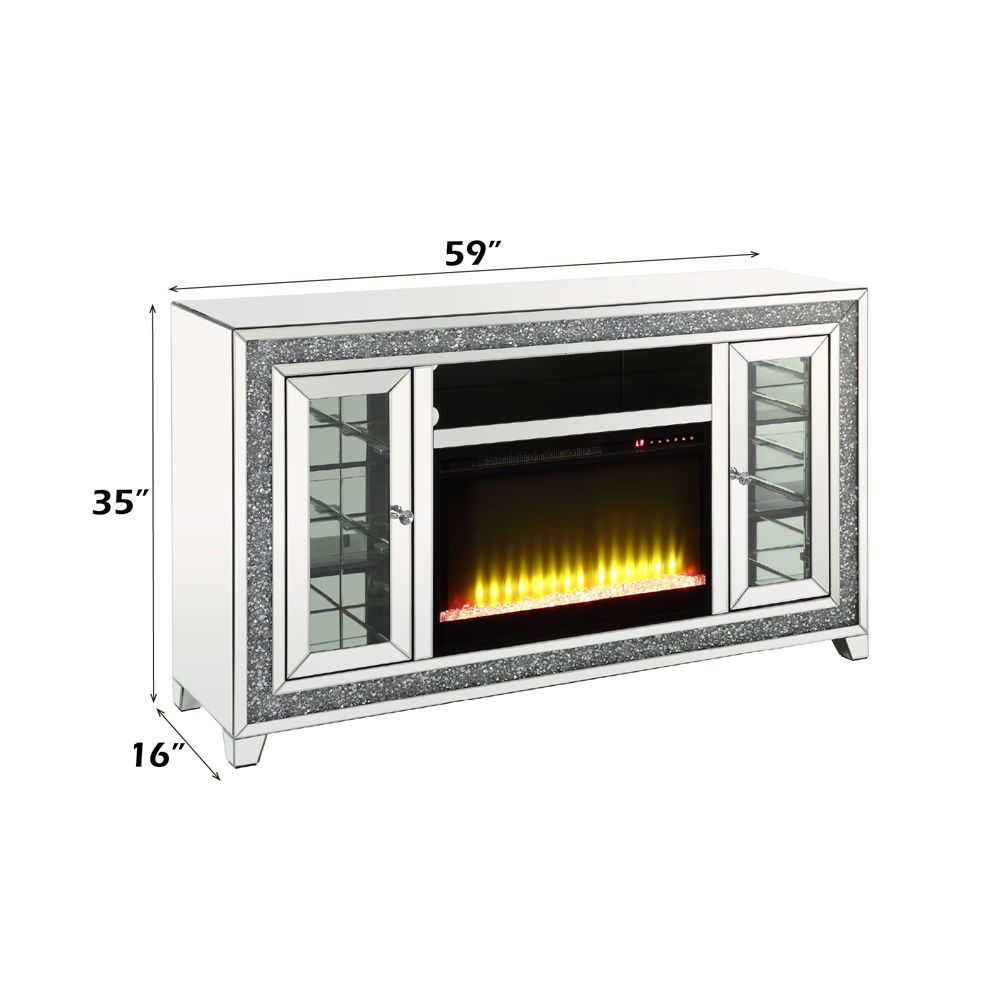 Noralie - 35" TV Stand With Fireplace & LED - Mirrored & Faux Diamonds - Urban Living Furniture (Los Angeles, CA)