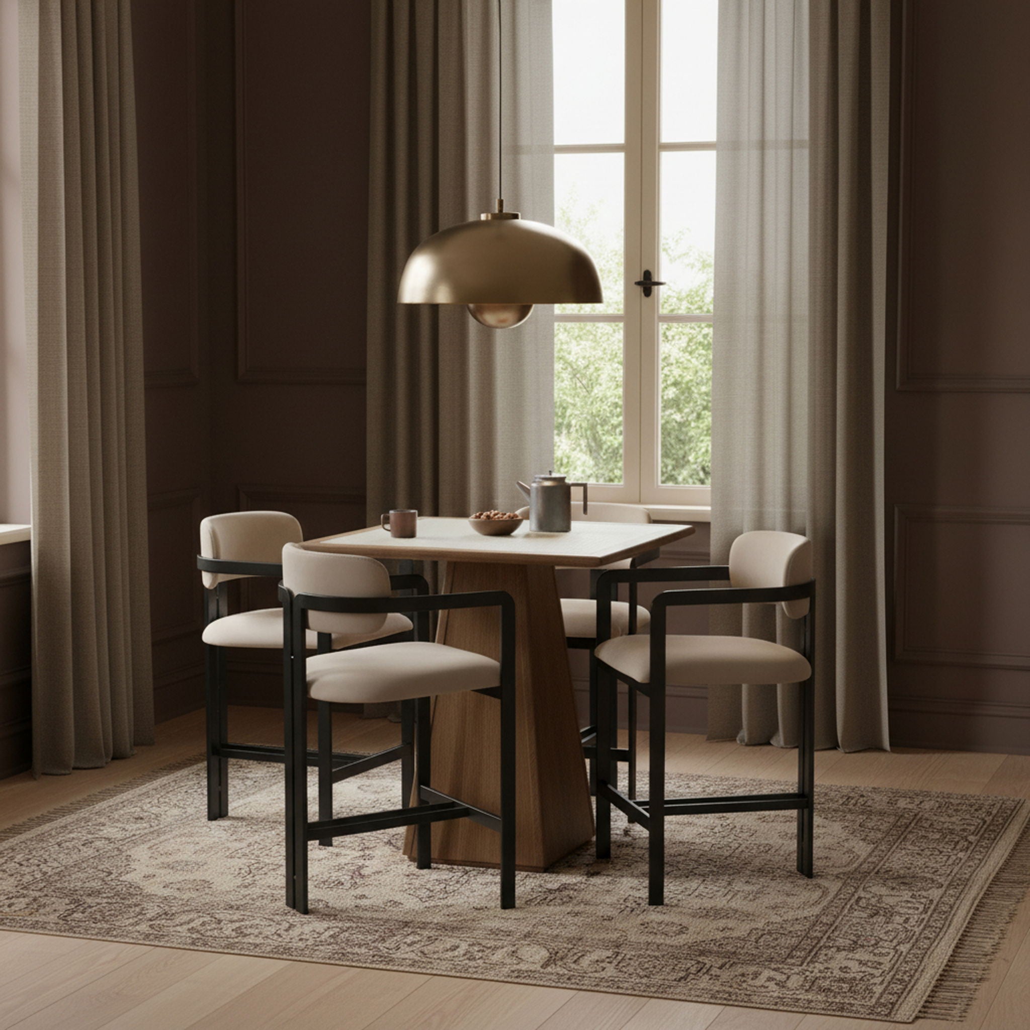 Aurum - Vegan Leather Upholstered Counter Stool - Taupe