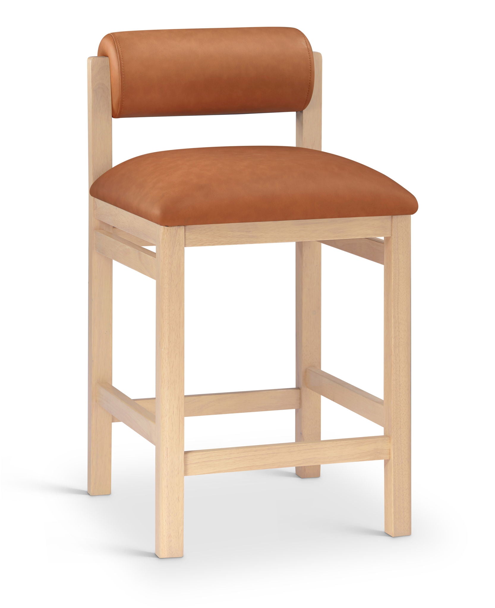 Roundhill - Faux Leather Counter Stool - Natural Frame - Urban Living Furniture (Los Angeles, CA)