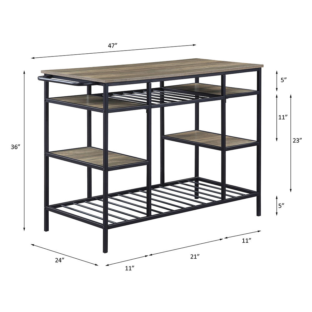 Lona - Kitchen Island - Rustic Oak & Black - Urban Living Furniture (Los Angeles, CA)