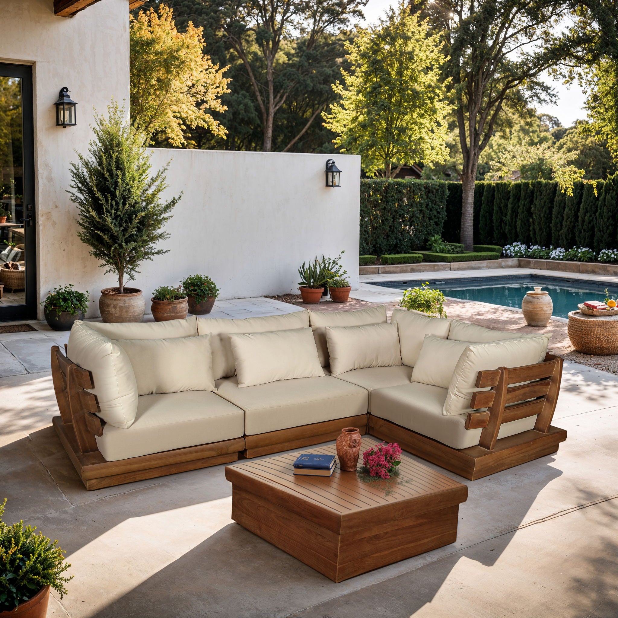 Mirella - 4 Piece Water Resistant Fabric Outdoor Patio Modular Sectional - Urban Living Furniture (Los Angeles, CA)