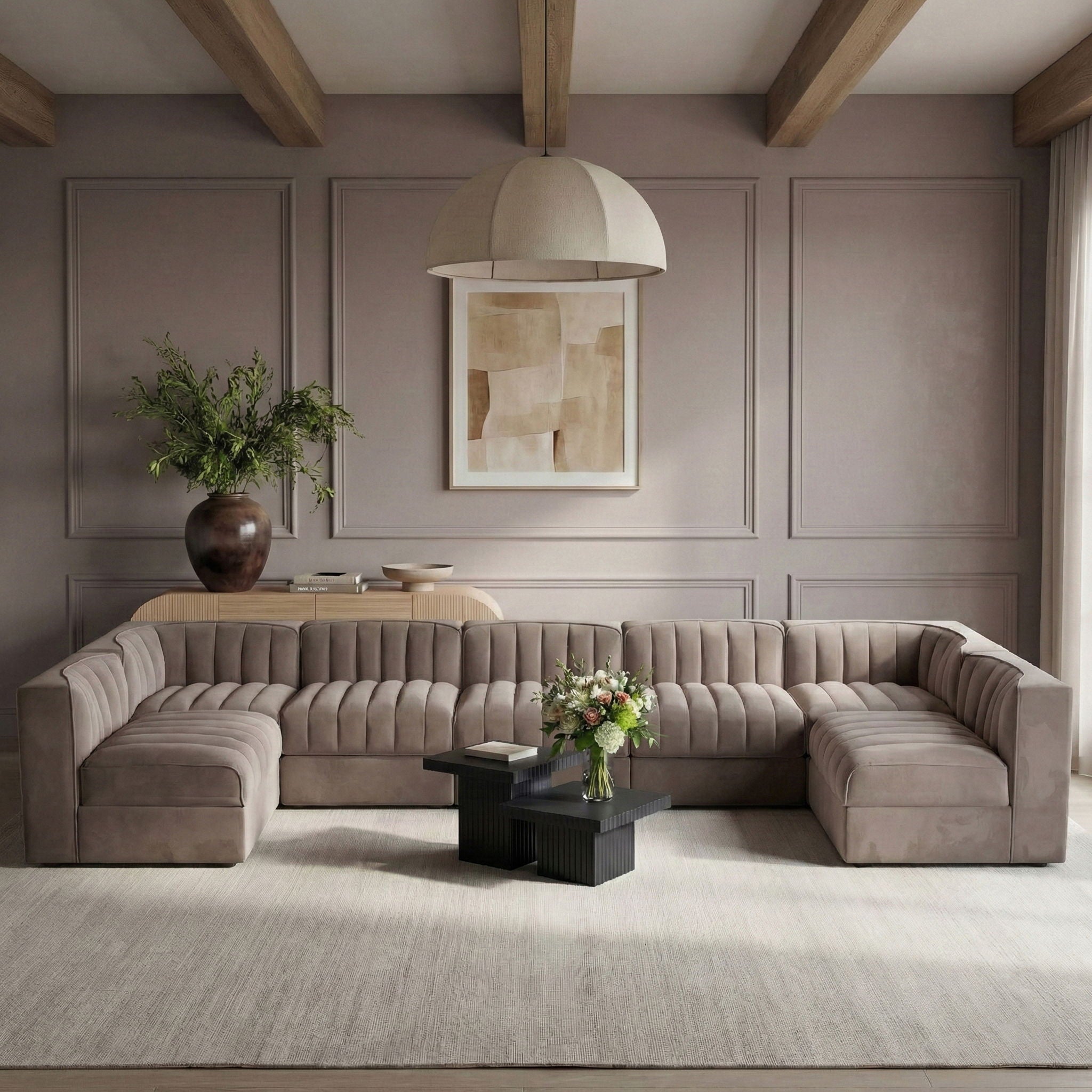 Rummi - Velvet Performance Fabric Upholstered 7 Piece Modular Sectional (With 2 Corner Chairs) - Urban Living Furniture (Los Angeles, CA)