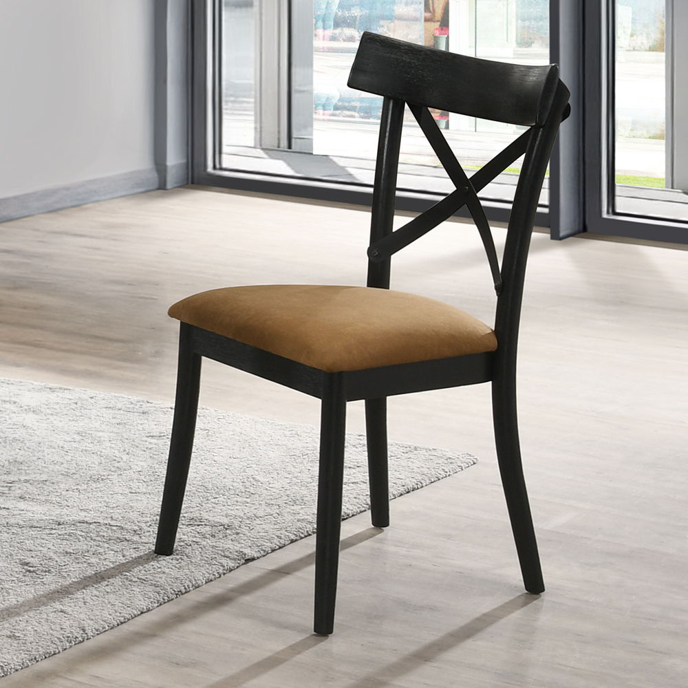 Hillary - Side Chair (Set of 2) - Brown Leather Aire, Walnut & Black - Urban Living Furniture (Los Angeles, CA)