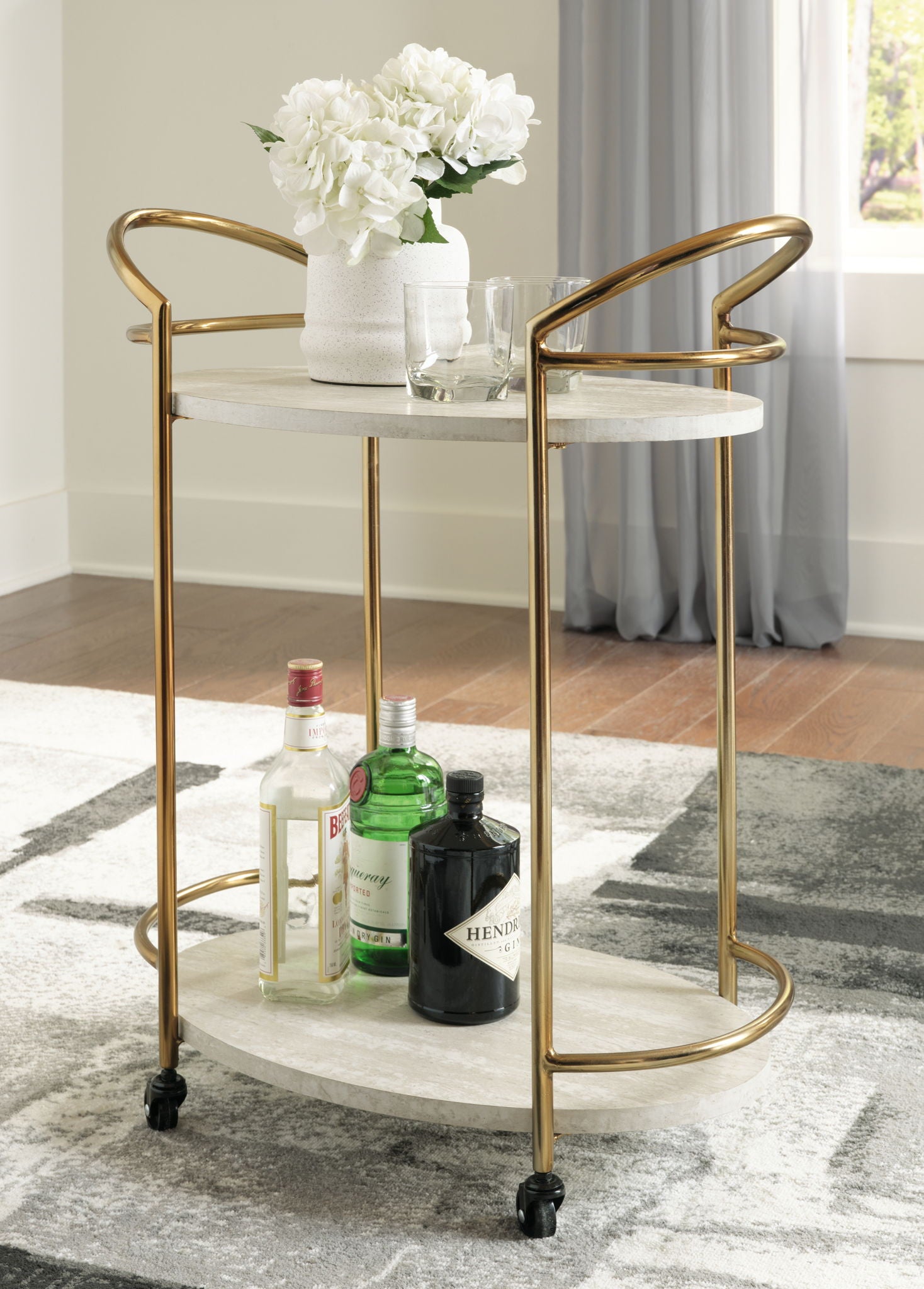 Tarica - Cream / Gold Finish - Bar Cart - Urban Living Furniture (Los Angeles, CA)