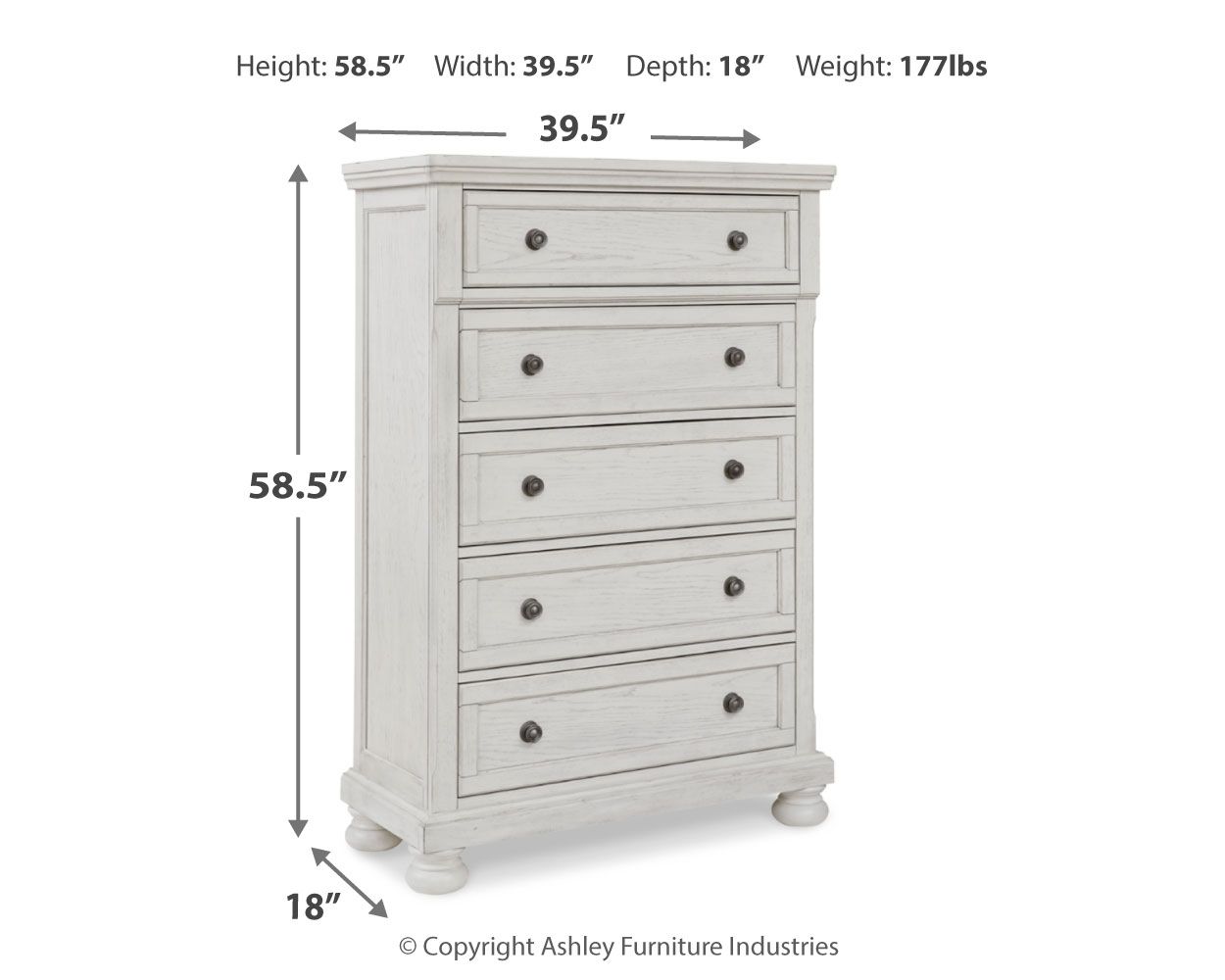 Robbinsdale - Five Drawer Chest - Antique White - Urban Living Furniture (Los Angeles, CA)