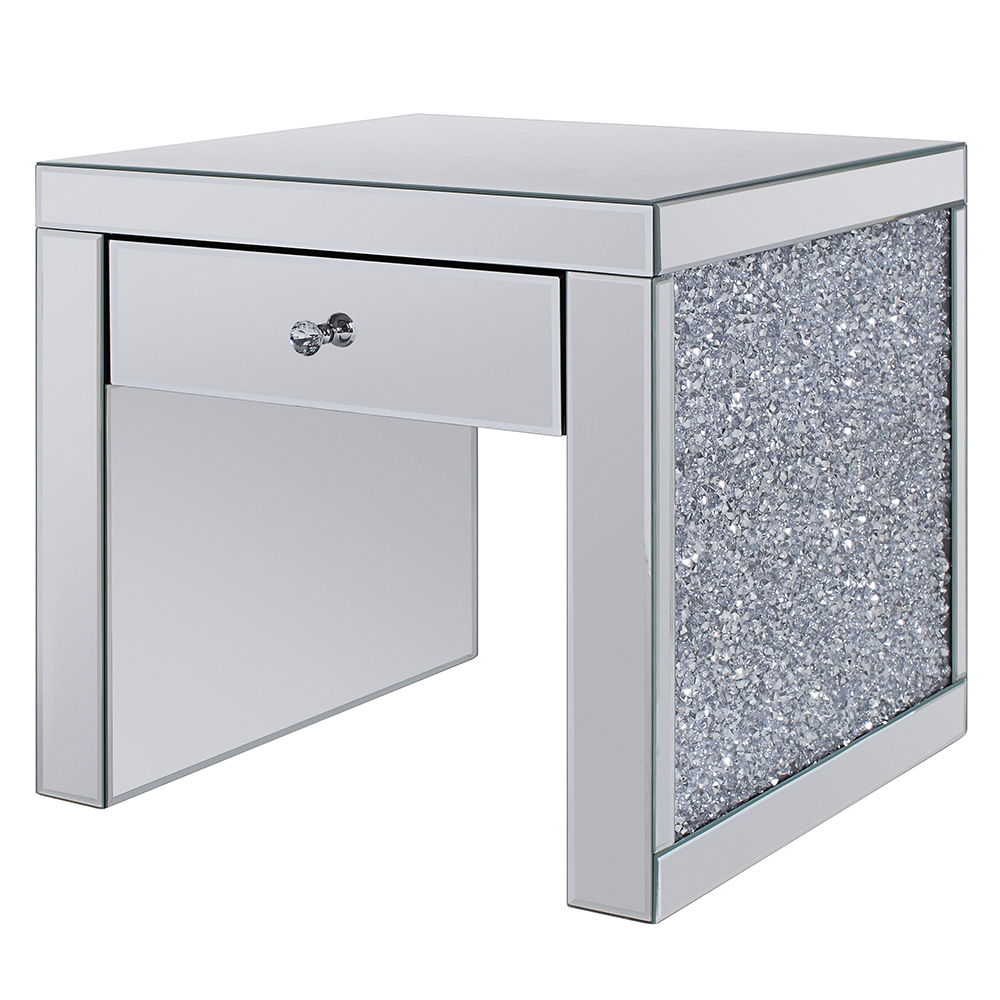 Noralie - 24" Square End Table - Mirrored & Faux Diamonds - Urban Living Furniture (Los Angeles, CA)