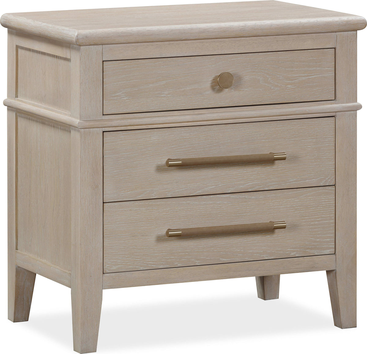 Camden - Three Drawer Oak Wood Nightstand - Chai