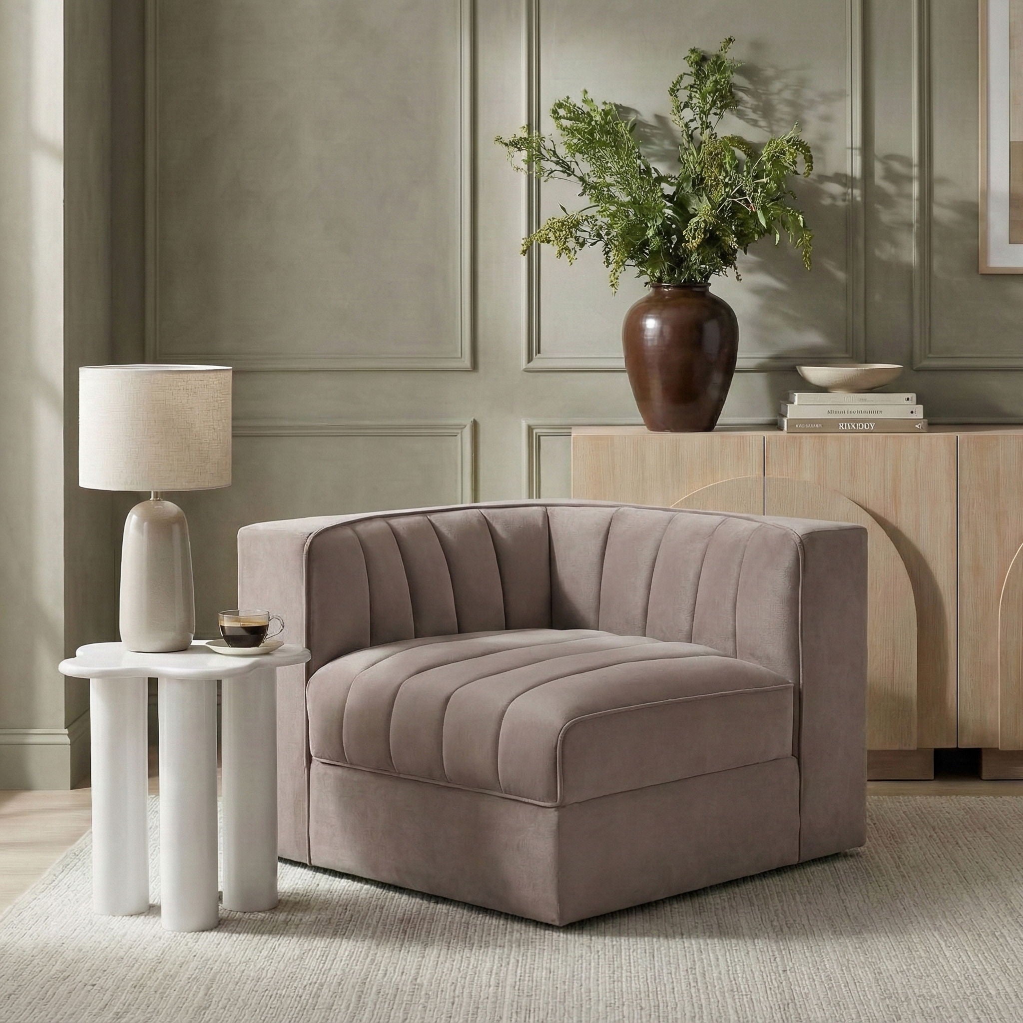 Rummi - Velvet Performance Fabric Upholstered Modular Corner Chair - Urban Living Furniture (Los Angeles, CA)