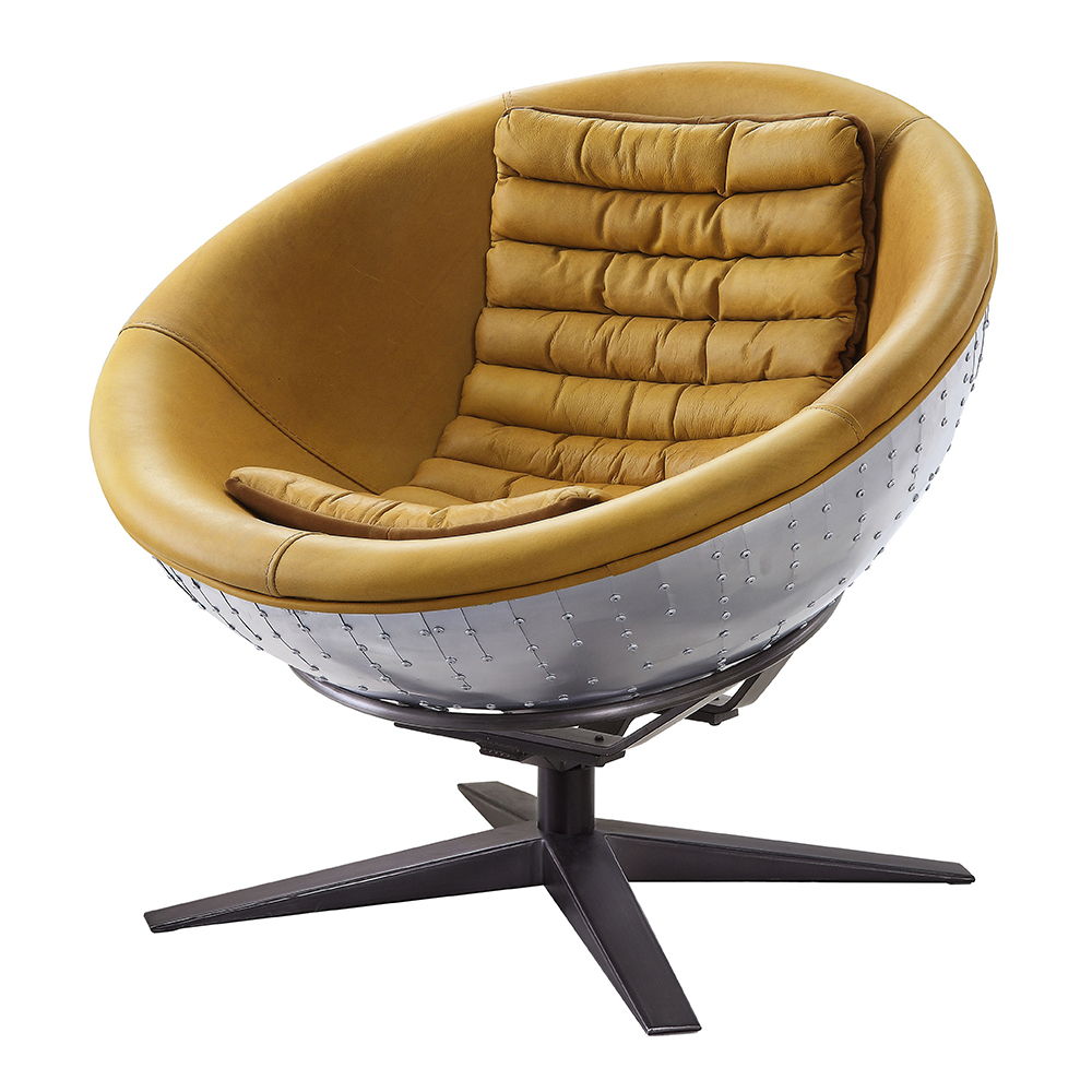 Brancaster - Accent Chair - Turmeric Top Grain Leather & Aluminum - Urban Living Furniture (Los Angeles, CA)