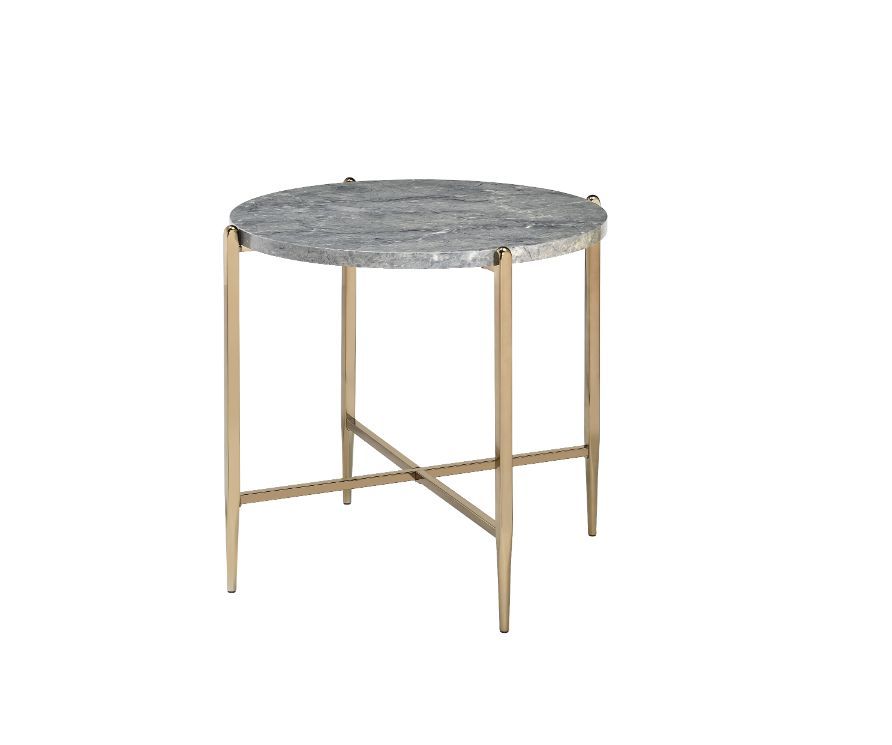 Tainte - End Table - Faux Marble Top & Champagne - Urban Living Furniture (Los Angeles, CA)