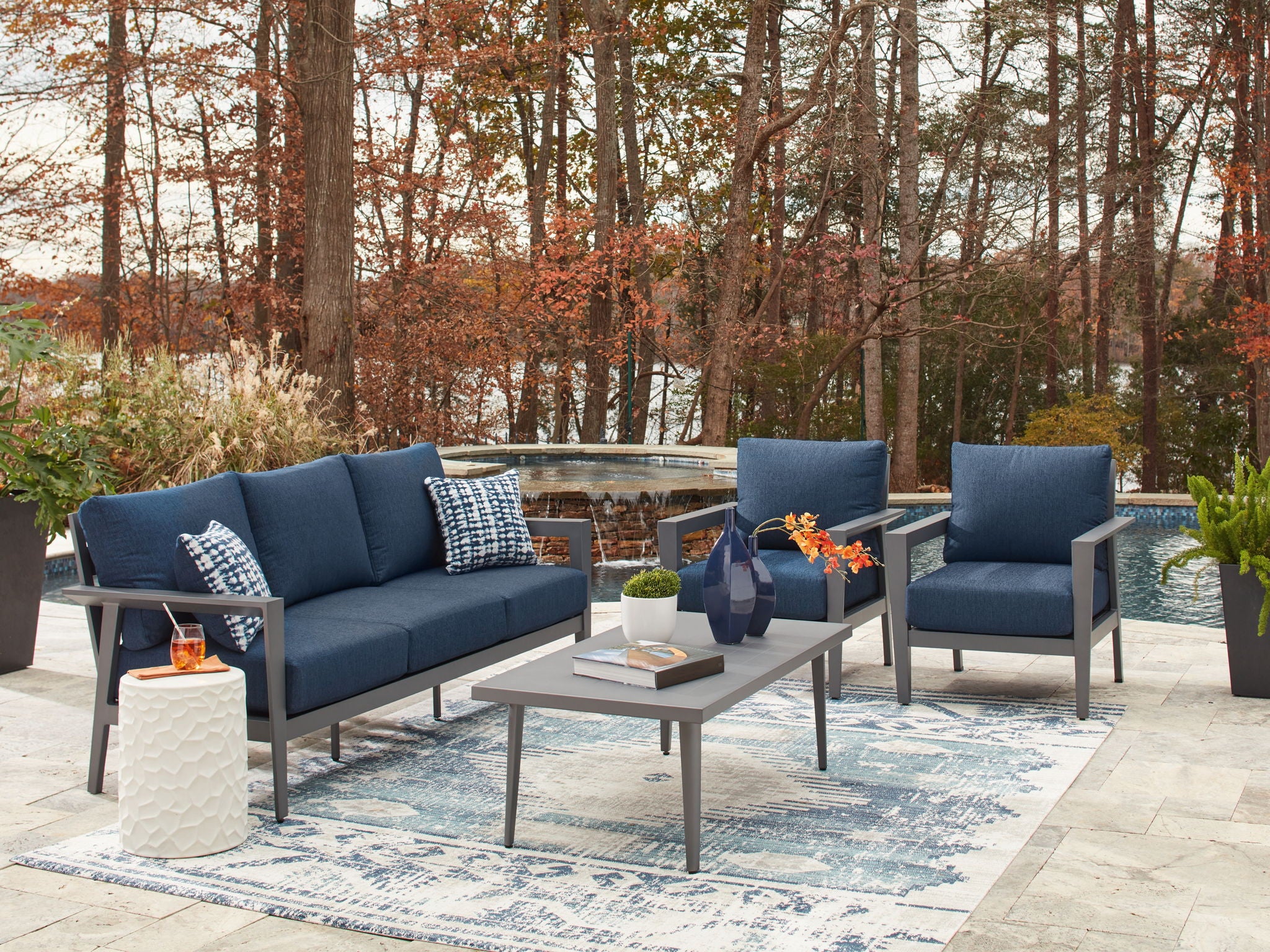 Gali - Gray / Blue - Sofa / Chairs / Table Set (Set of 4) - Urban Living Furniture (Los Angeles, CA)