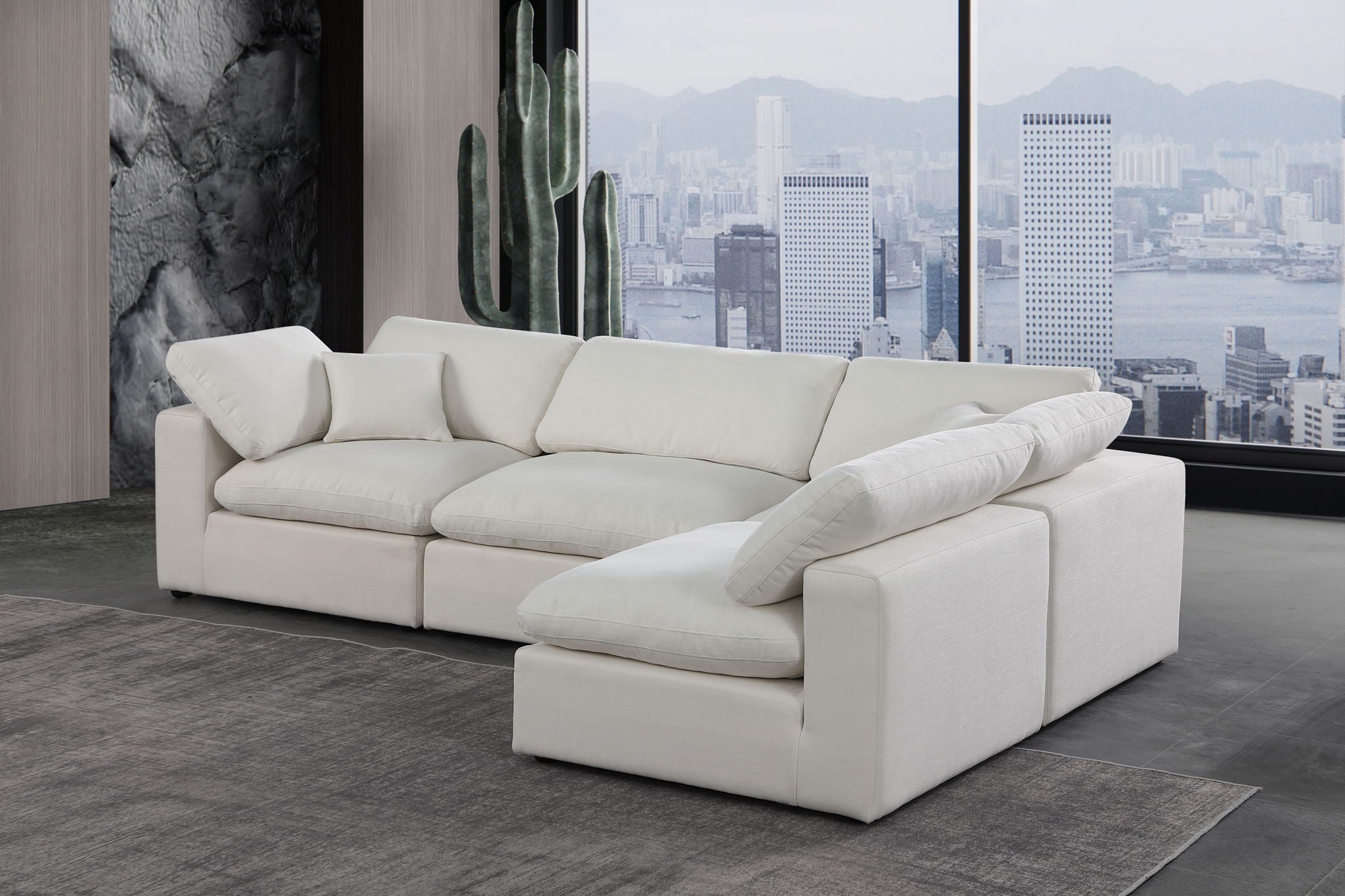 Comfy - 4 Piece Linen Fabric Modular Armless Sectional - Urban Living Furniture (Los Angeles, CA)