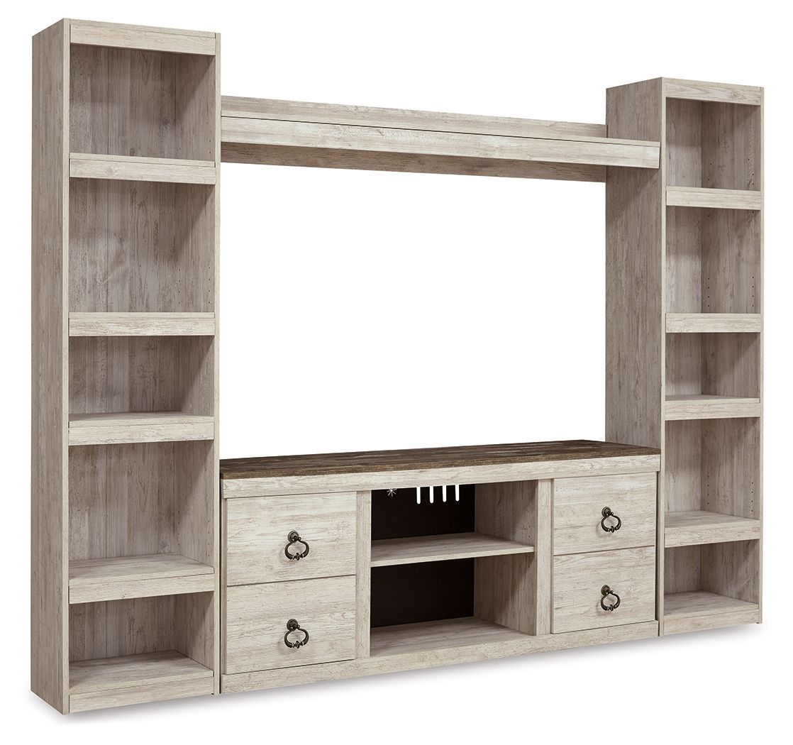 Willowton - Whitewash - 4-Piece Entertainment Center - Urban Living Furniture (Los Angeles, CA)