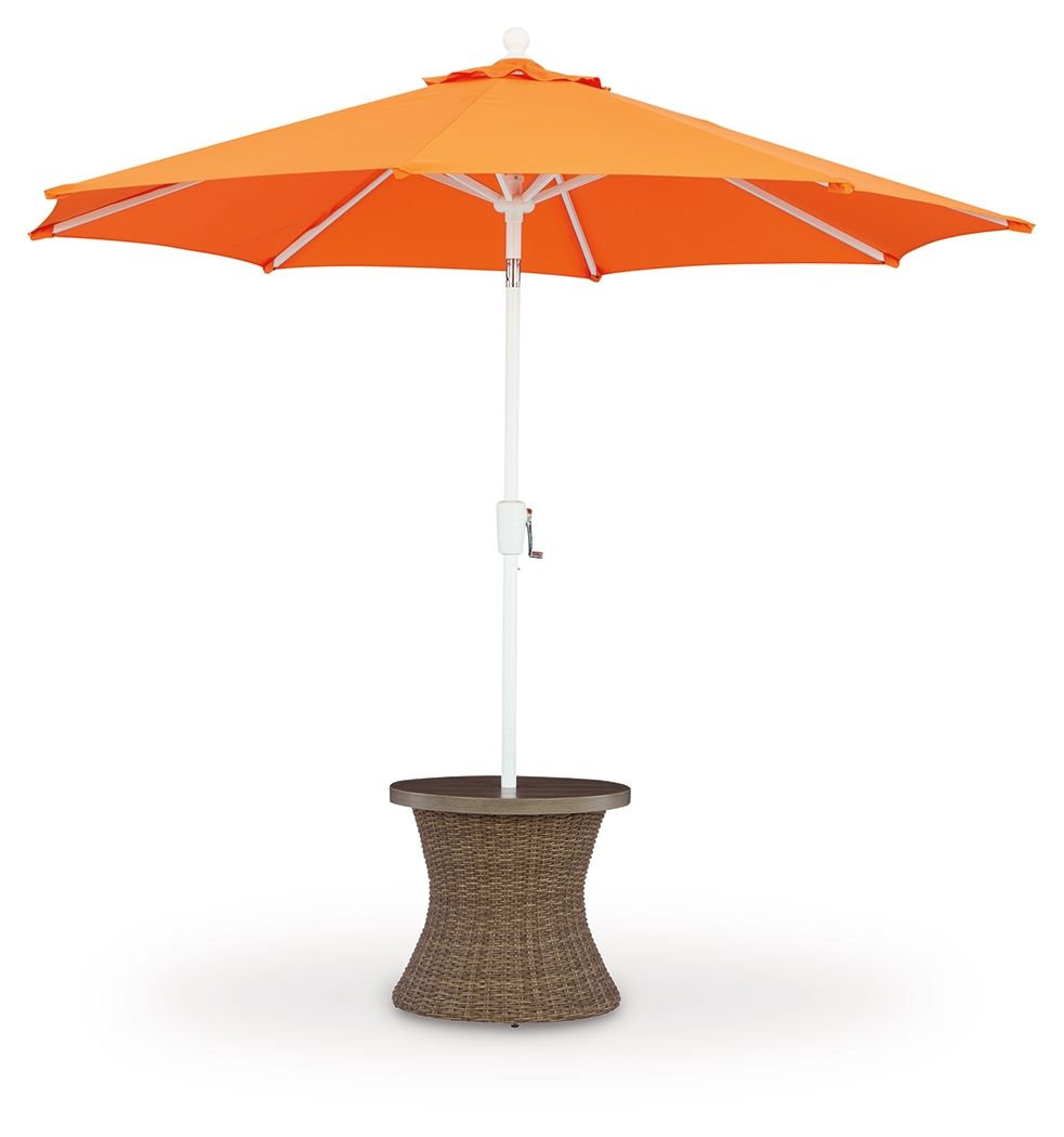Laguna Heights - Round End Table With Umbrella Option - Beige - Urban Living Furniture (Los Angeles, CA)