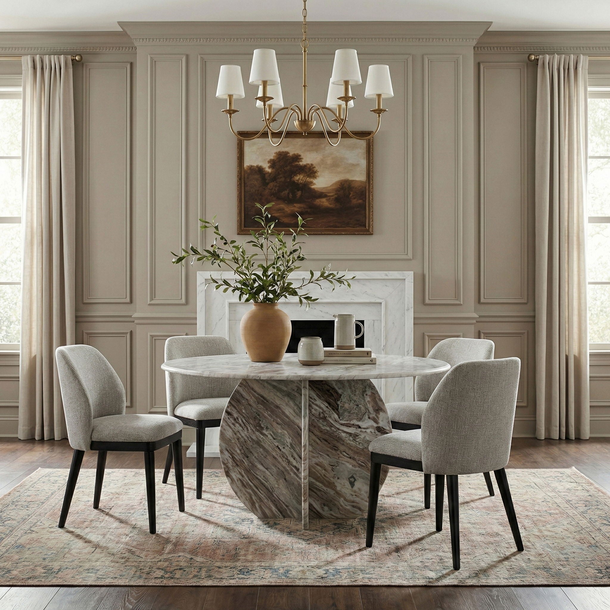 Valeo - Linen Textured Fabric Upholstered Dining Chair (Set of 2) - Painted Black Base - Urban Living Furniture (Los Angeles, CA)