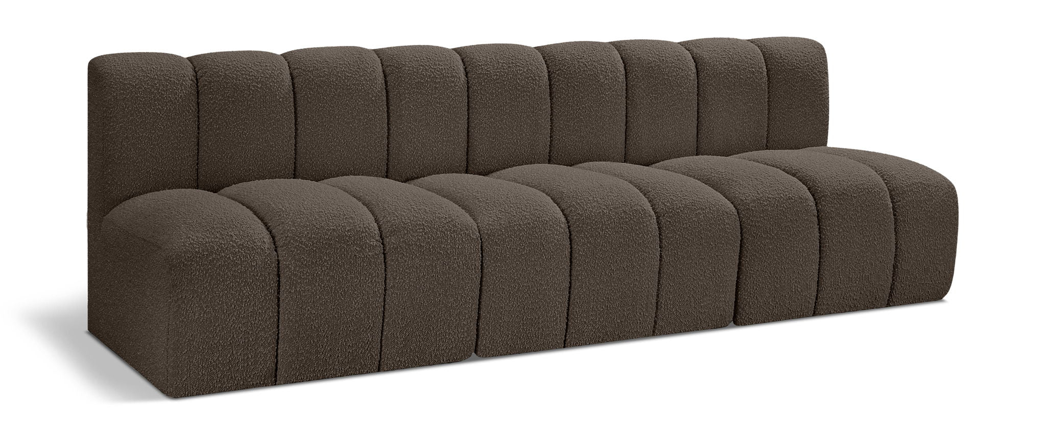 Arc - Boucle Fabric 3 Piece Modular Straight Sofa - Brown - Urban Living Furniture (Los Angeles, CA)