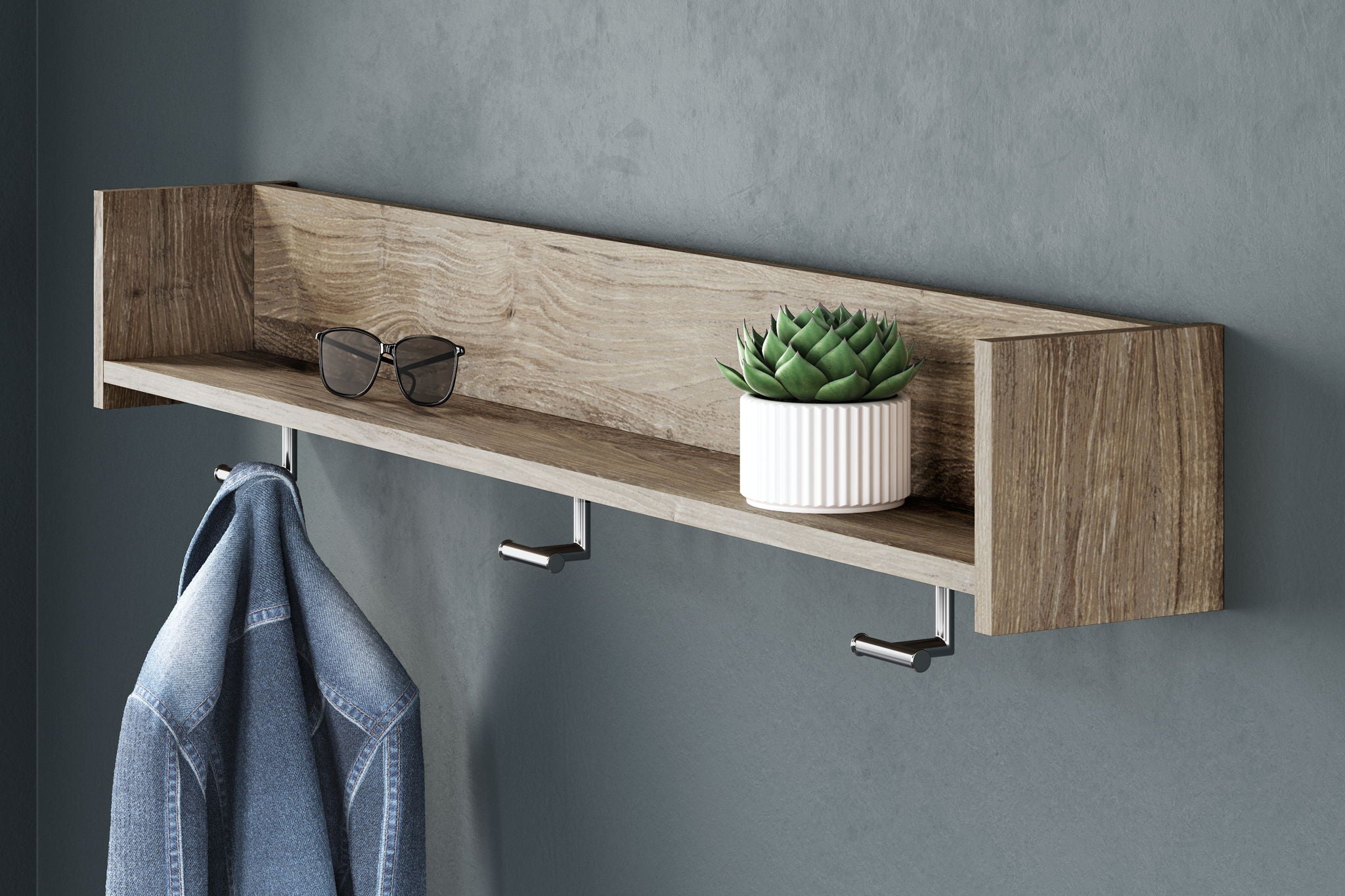 Oliah - Natural - Wall Mounted Coat Rack w/Shelf - Urban Living Furniture (Los Angeles, CA)