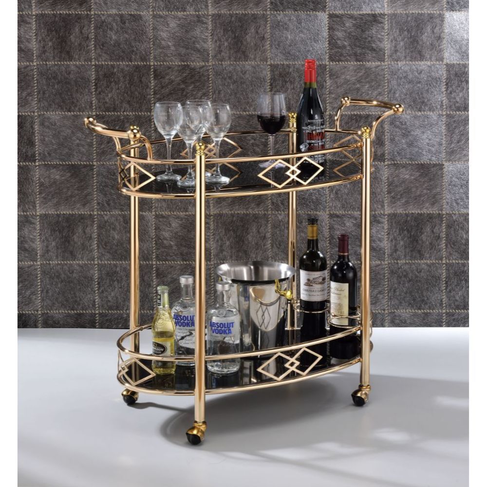 Ottesen - Serving Cart - Black Glass & Gold - Urban Living Furniture (Los Angeles, CA)