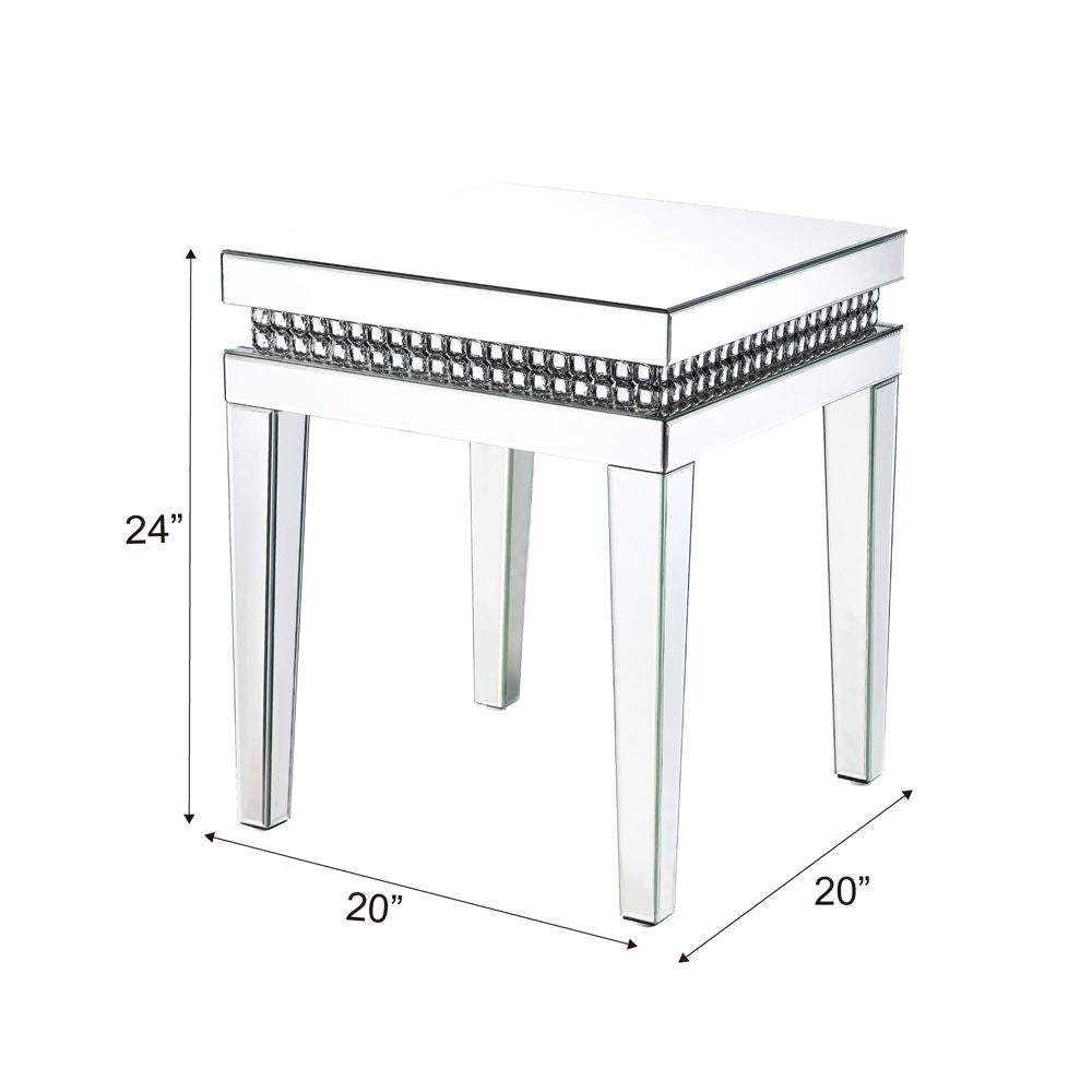 Lotus - 20" End Table - Mirrored & Faux Ice Cube Crystals - Urban Living Furniture (Los Angeles, CA)