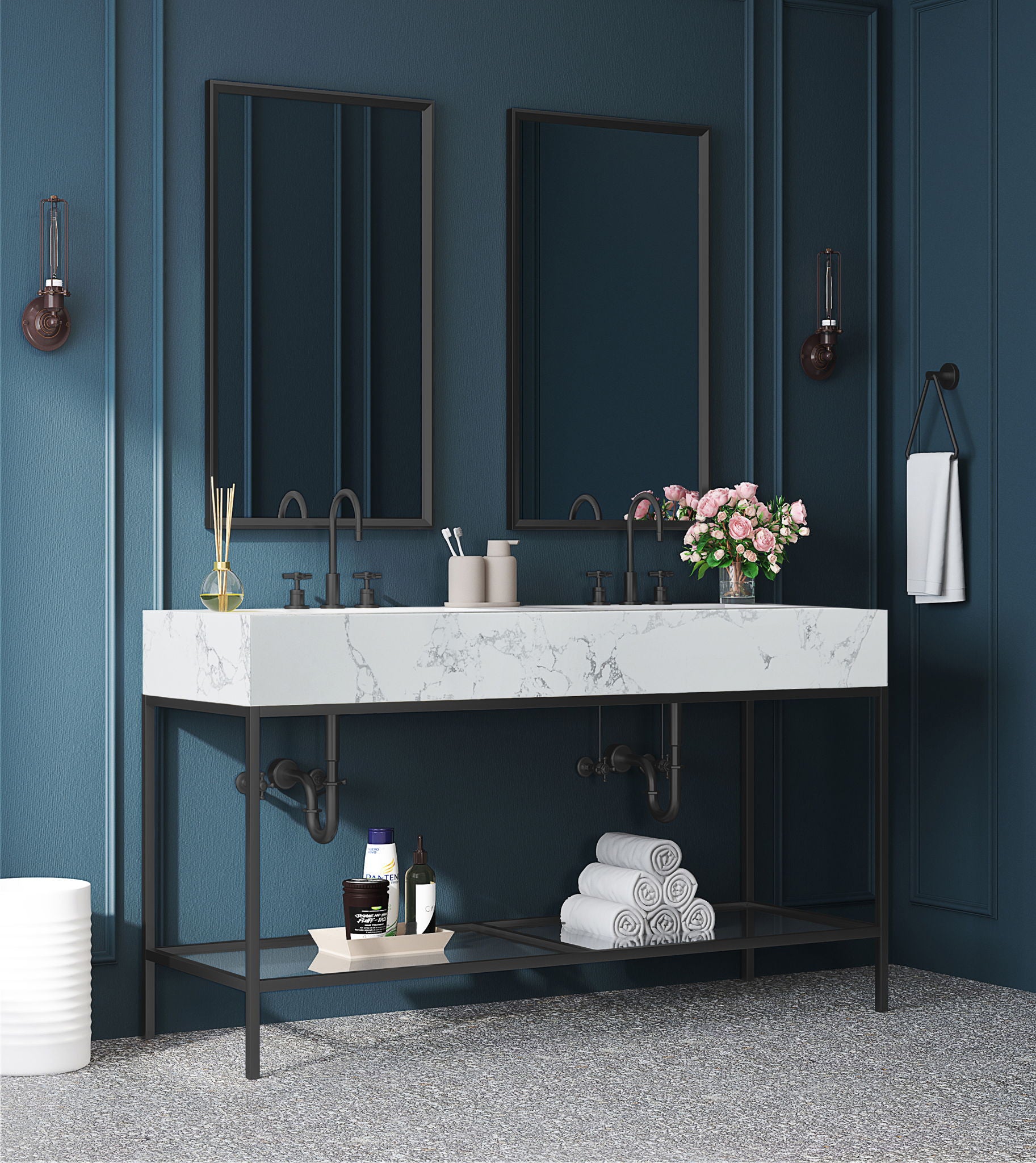 Marmo - Engineered Marble Bathroom Vanity With Black Base - Urban Living Furniture (Los Angeles, CA)
