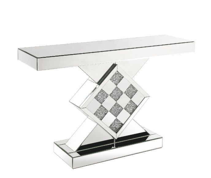 Noralie - 47" X 14" Console Table - Mirrored & Faux Diamonds - Urban Living Furniture (Los Angeles, CA)