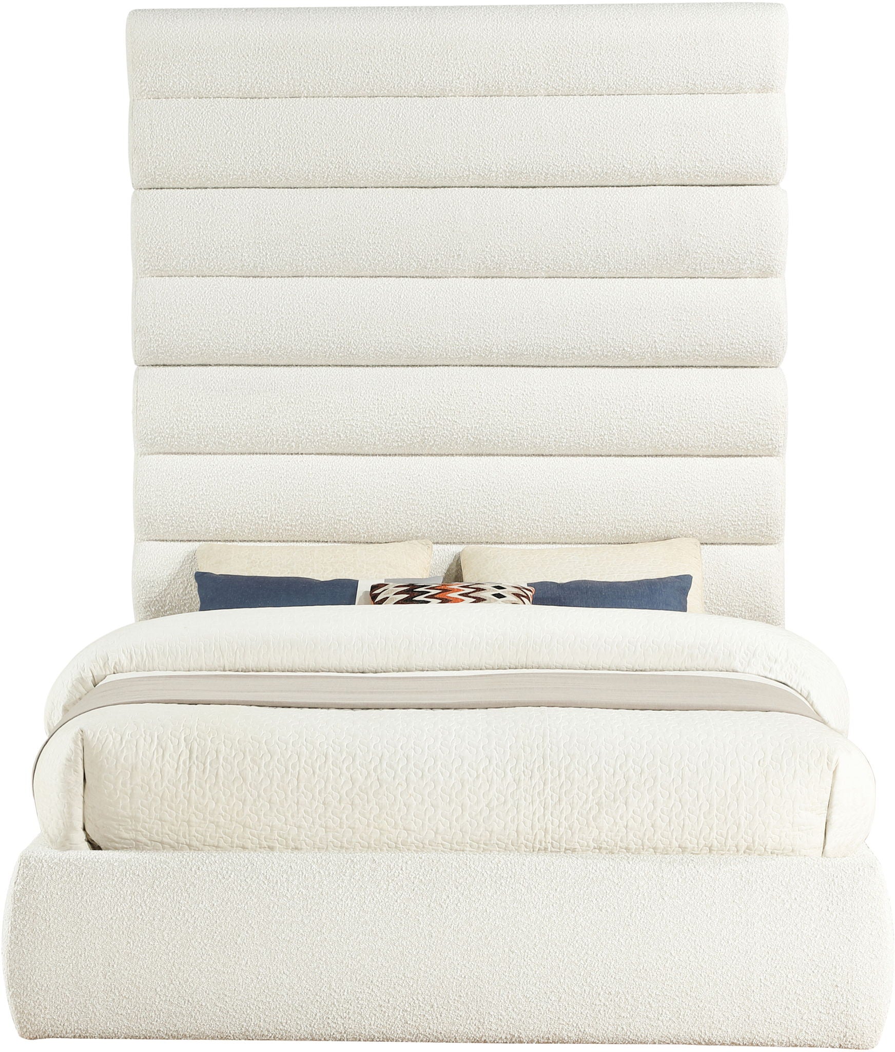 Adam - Boucle Fabric Bed With 89" Headboard