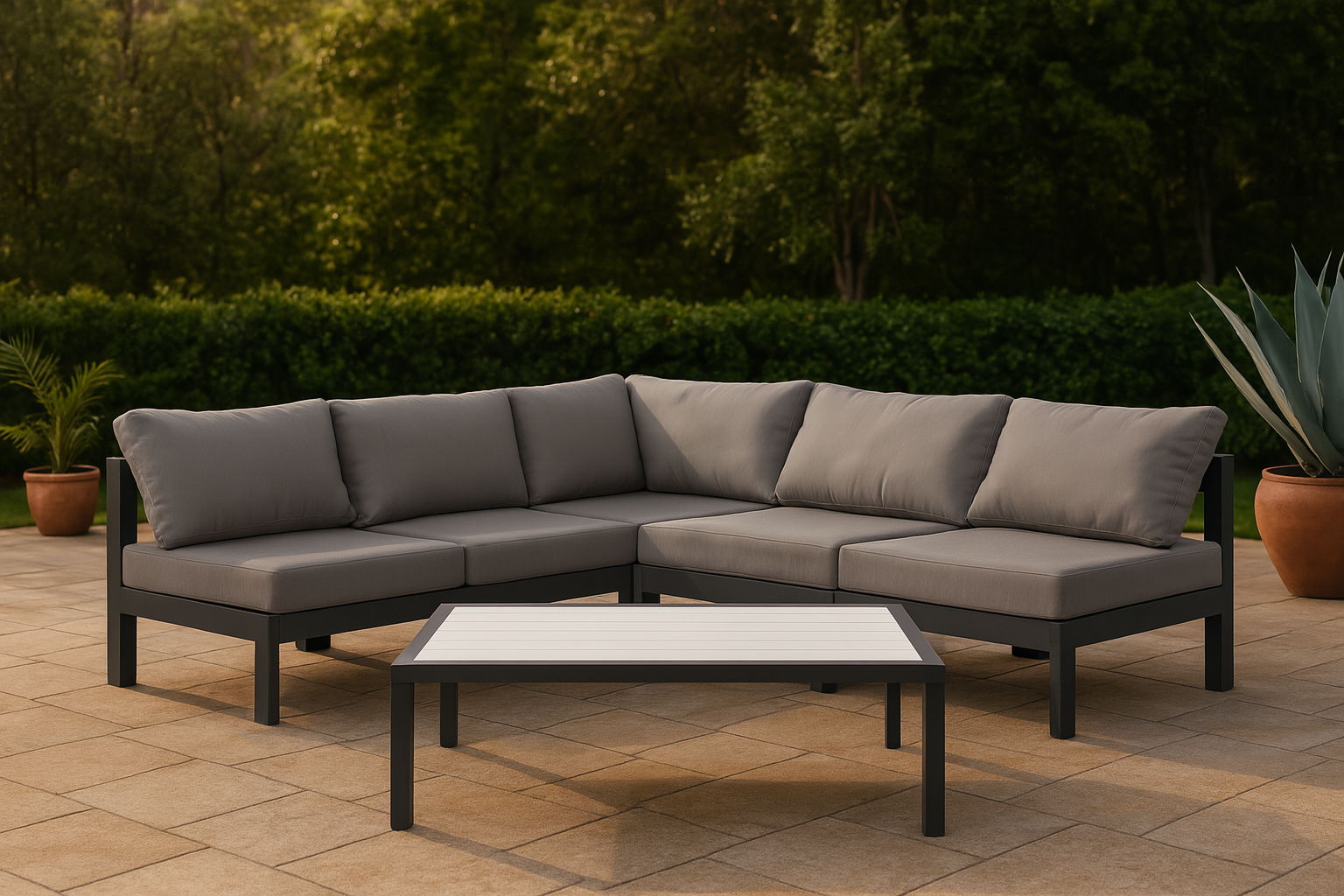 Nizuc - Outdoor Patio 5 Piece Modular Sectional With Gray Frame - Urban Living Furniture (Los Angeles, CA)