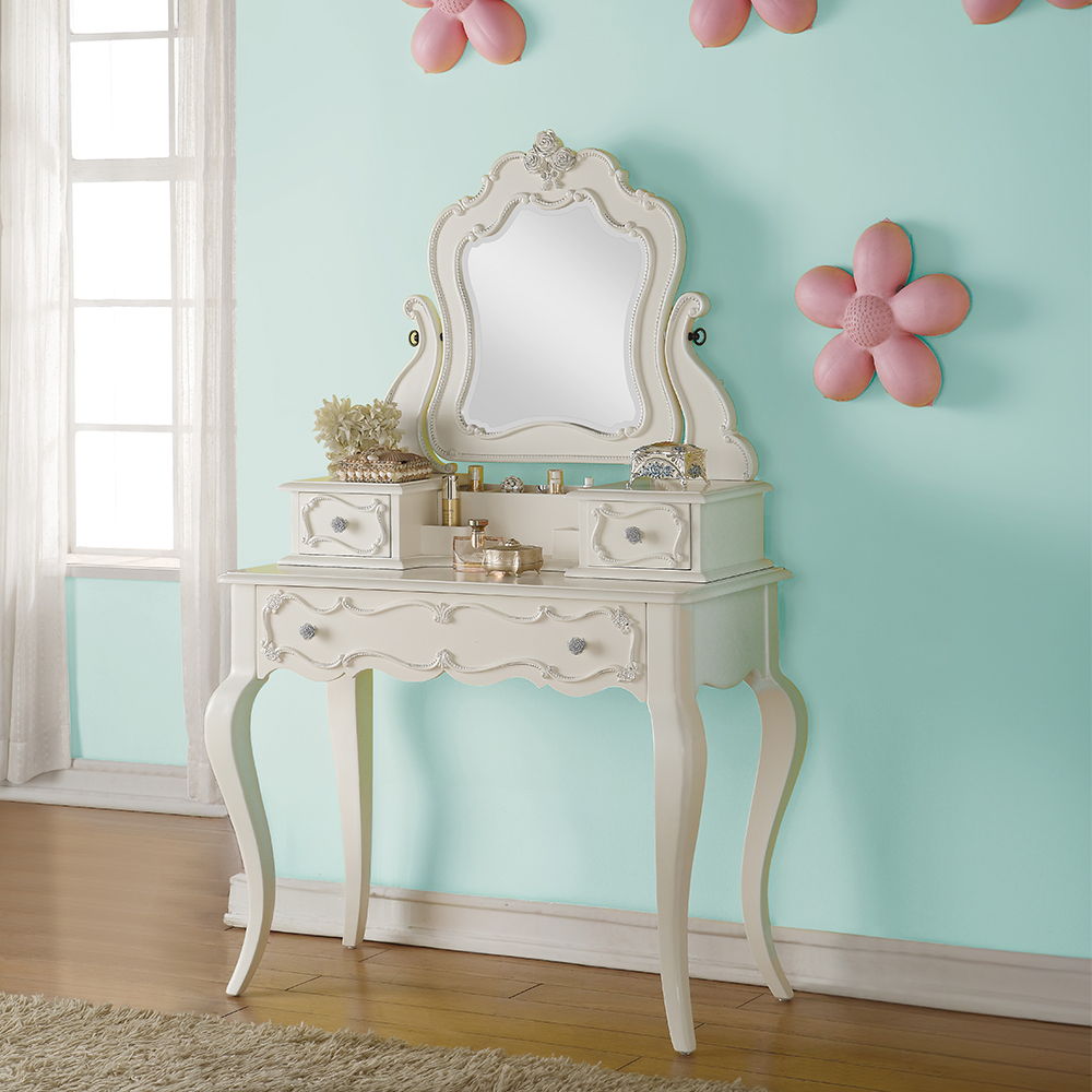 Edalene - Vanity Desk With Mirror - Pearl White - Urban Living Furniture (Los Angeles, CA)