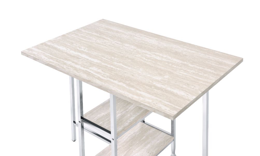 Raine - Counter Height Table - Antique White & Chrome - Urban Living Furniture (Los Angeles, CA)