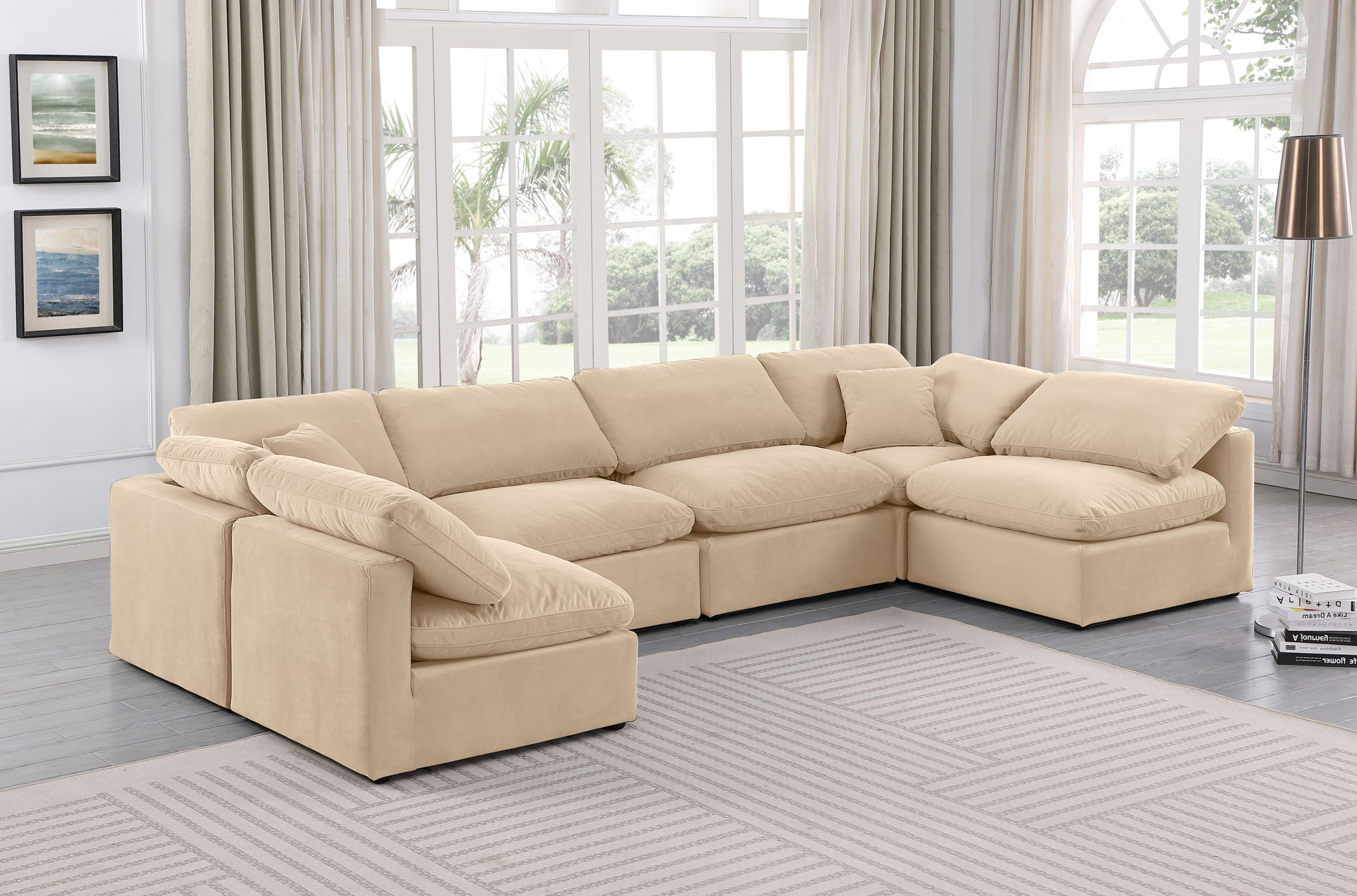 Indulge - Velvet 6 Piece Modular U-Shaped Sectional - Urban Living Furniture (Los Angeles, CA)