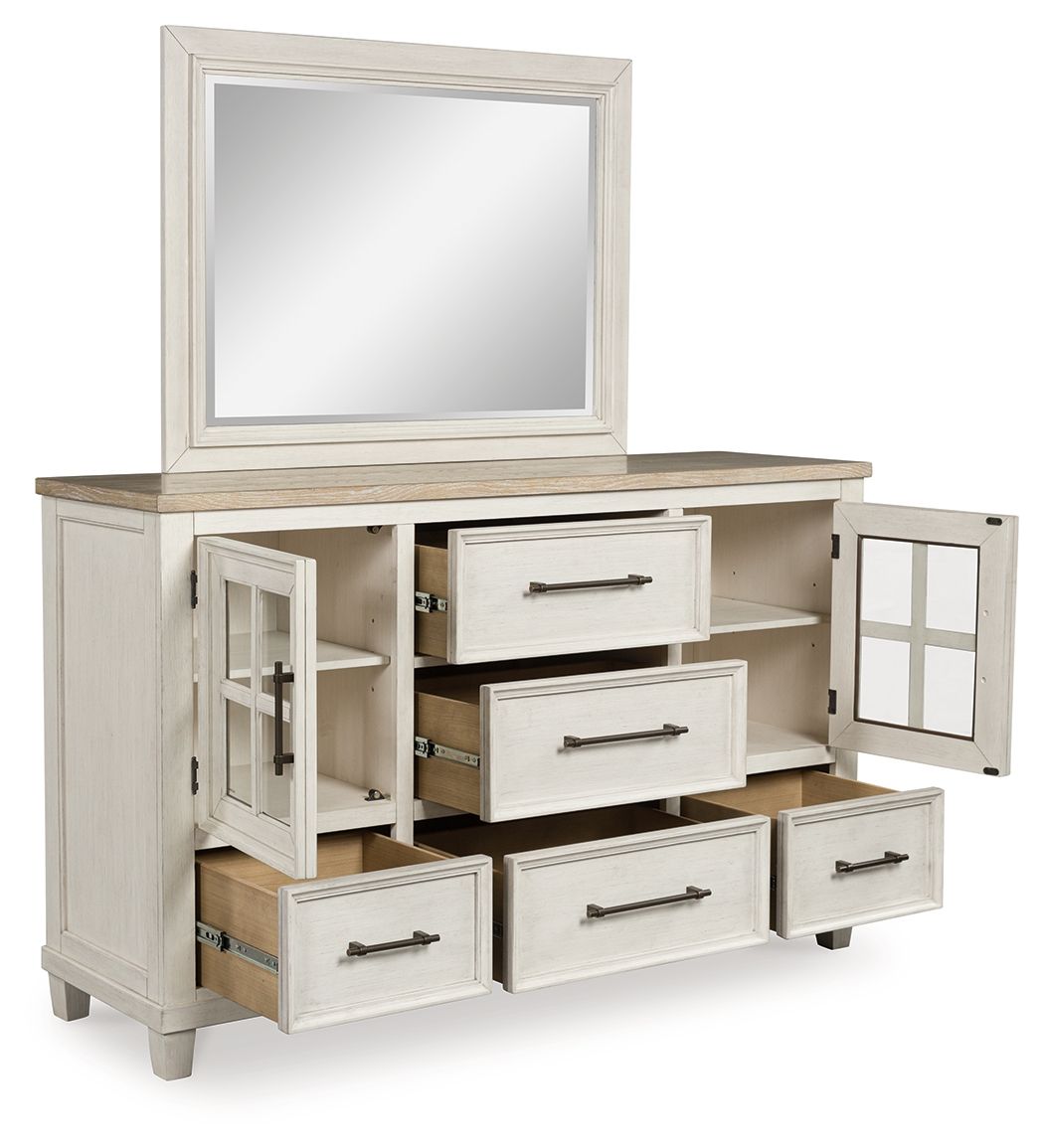 Shaybrock - Antique White / Brown - Dresser And Mirror - Urban Living Furniture (Los Angeles, CA)
