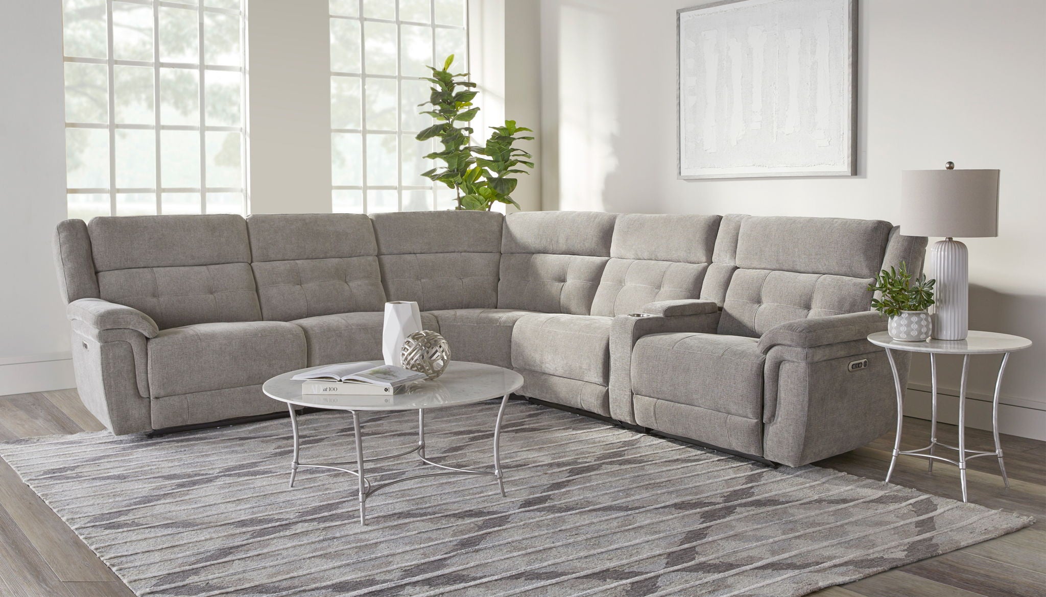 Richland - Armless Chair With Drop Down Table And Power Center - Bristol Gray - Urban Living Furniture (Los Angeles, CA)