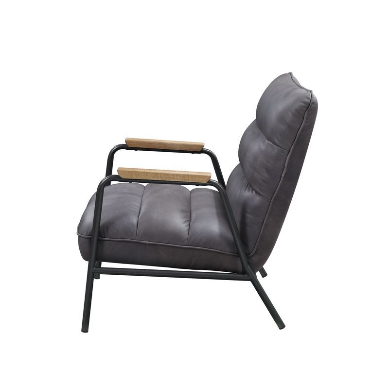 Nignu - Accent Chair - Gray Top Grain Leather & Matt Iron - Urban Living Furniture (Los Angeles, CA)
