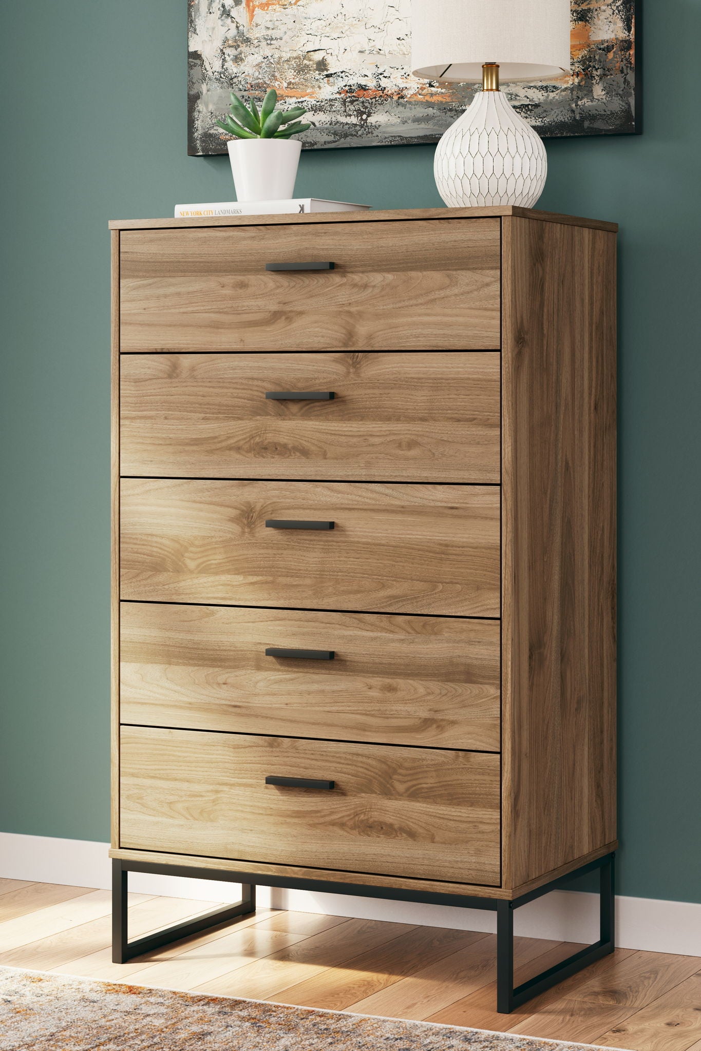 Deanlow - Honey - Five Drawer Chest - Urban Living Furniture (Los Angeles, CA)